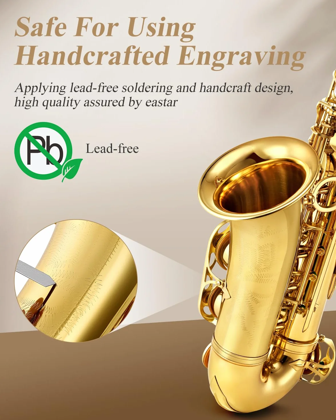 Eastar AS-Ⅱ Saxophone Alto E Plat Laqué Kit Complet avec Étui