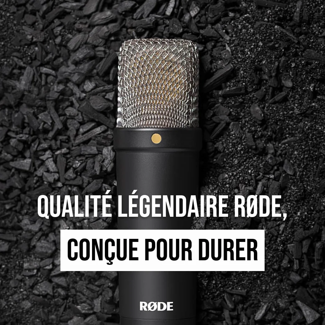 RØDE NT1 Signature Microphone à Condensateur Large Diaphragme avec Suspension, Filtre Anti-Pop et Câble XLR, Noir