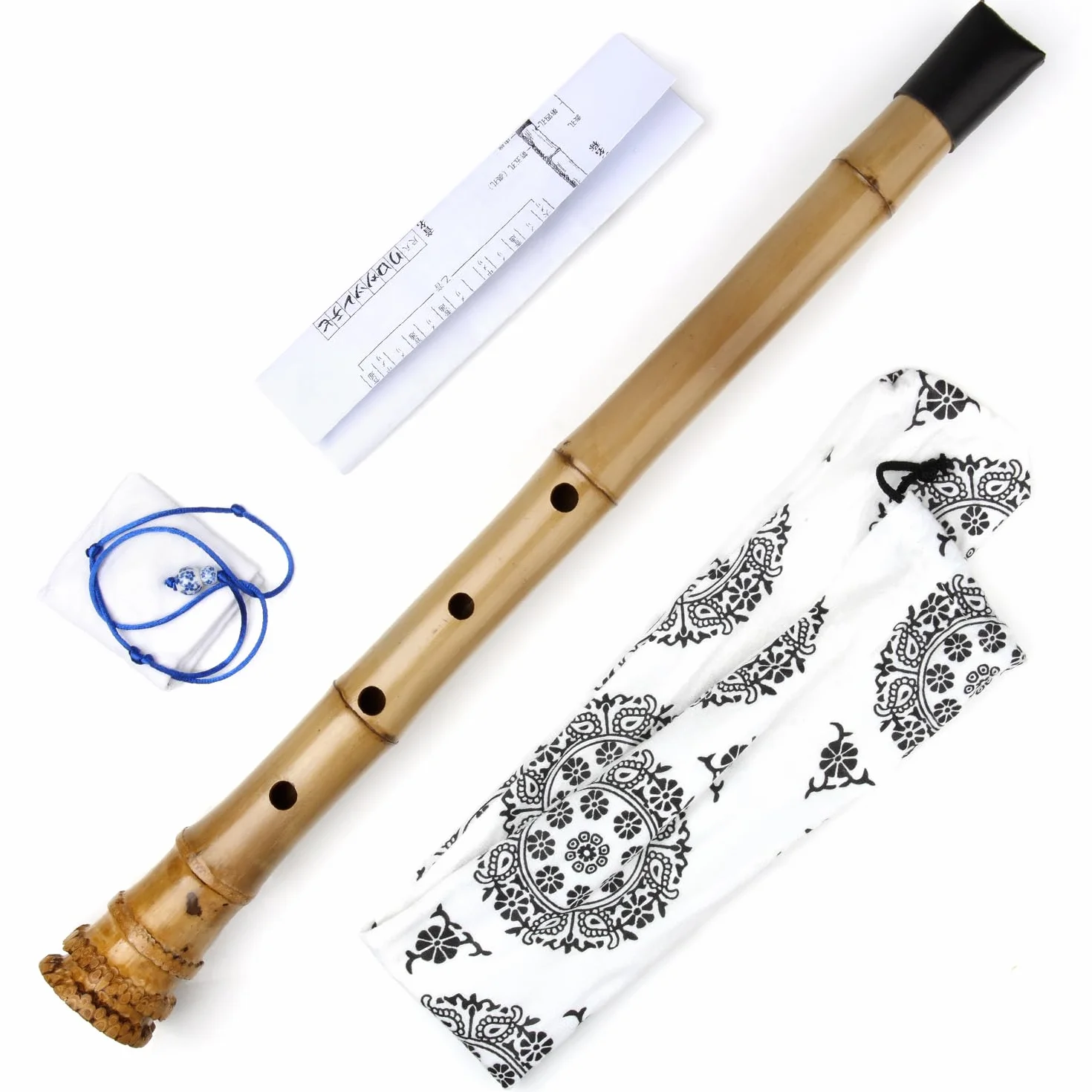 Shakuhachi D/E Flûte en bambou avec racine Instrument à vent 5 trous