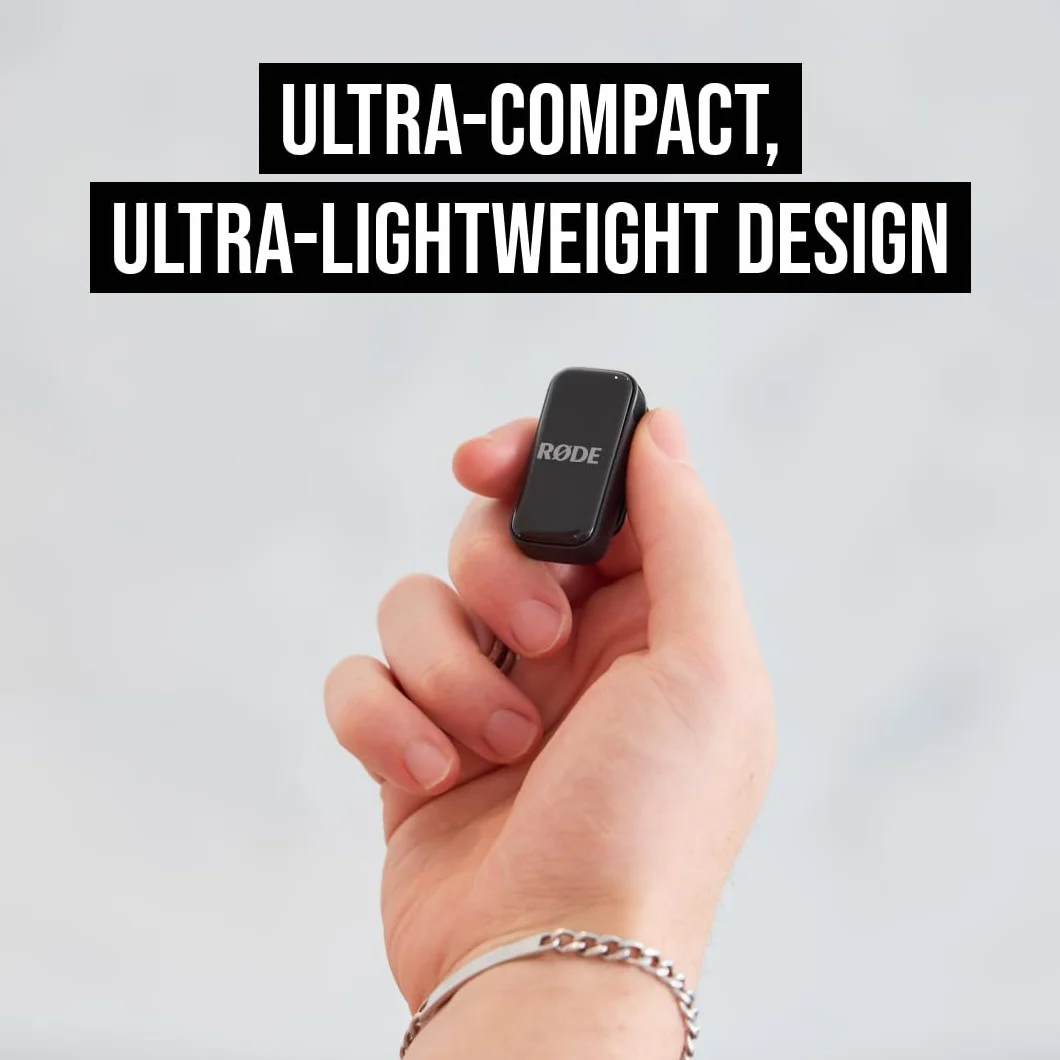RØDE Wireless Micro, Microphone sans Fil Compact, Deux micros avec boîtier de Charge pour Smartphone, Lightning, Noir