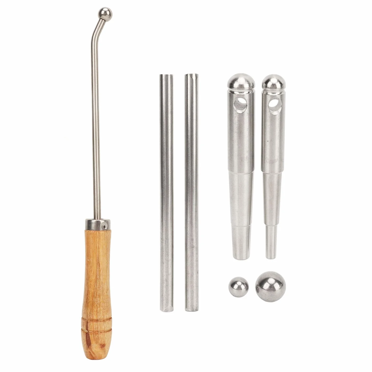 Outil de Réparation de Trompette, Tête Sphérique en Métal, Corne, Trombone, Outils d'Entretien du Cou avec Manche en Bois