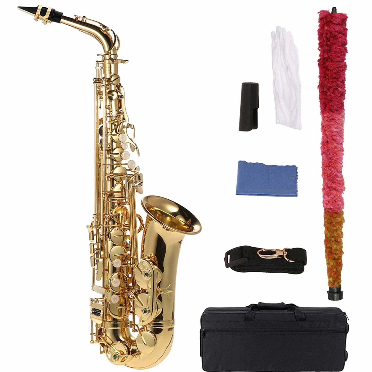 Saxophone Haut En Laiton Plaqué Or Sax 802 Clé Type Outil Bois Avec Accessoires