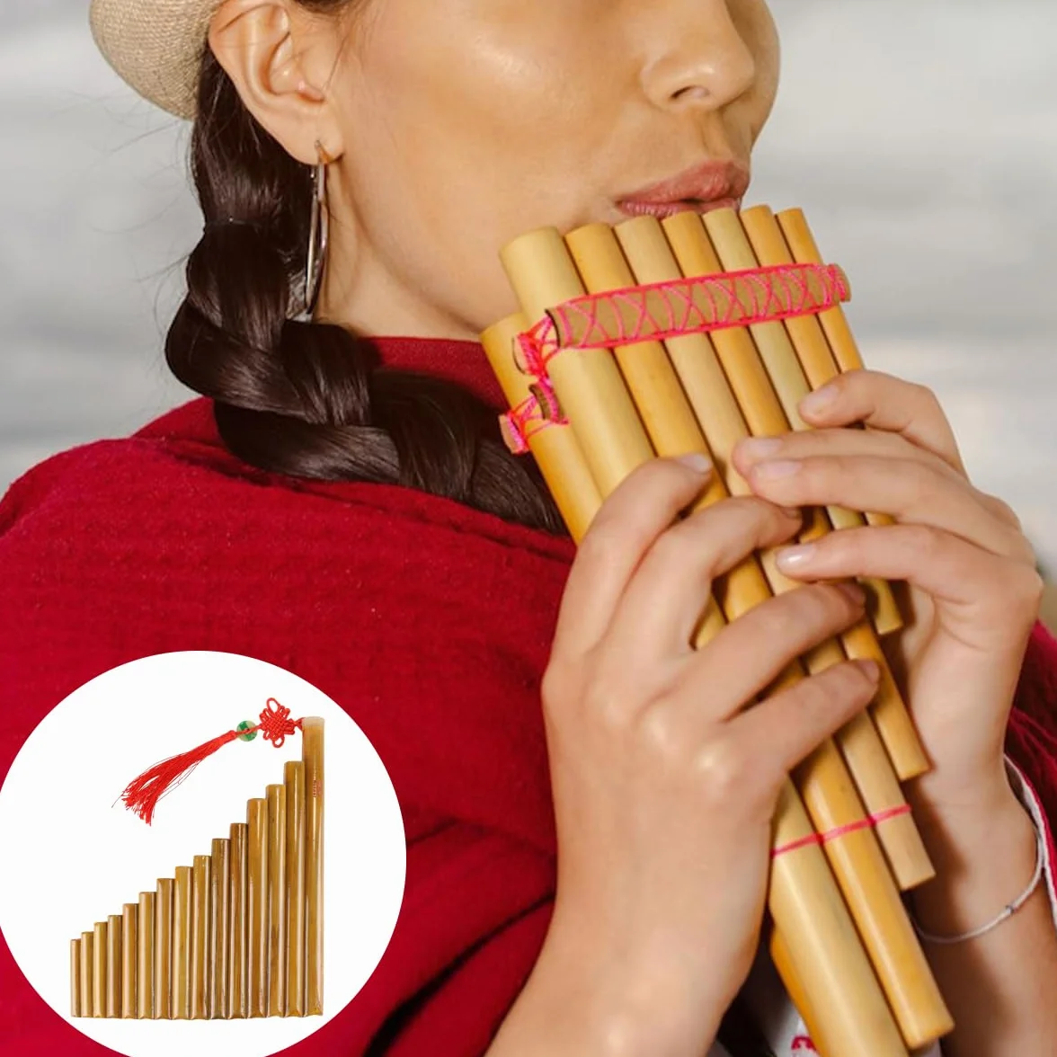 Gorise Flûte de Pan 15 tuyaux bambou naturel sol majeur débutant