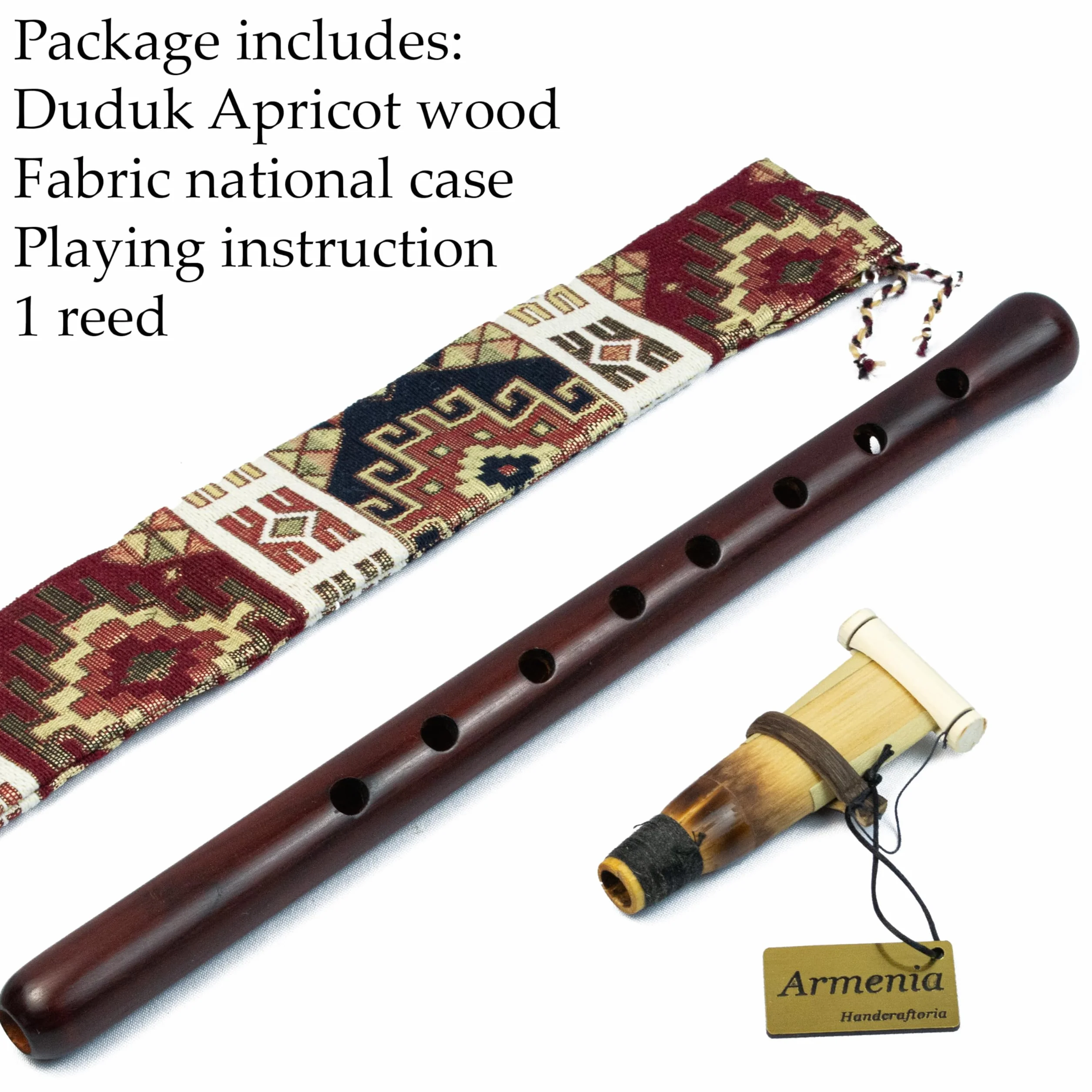 Duduk arménien en bois d'abricot – Instrument à vent hautbois Balaban – Fait main – Coffret cadeau
