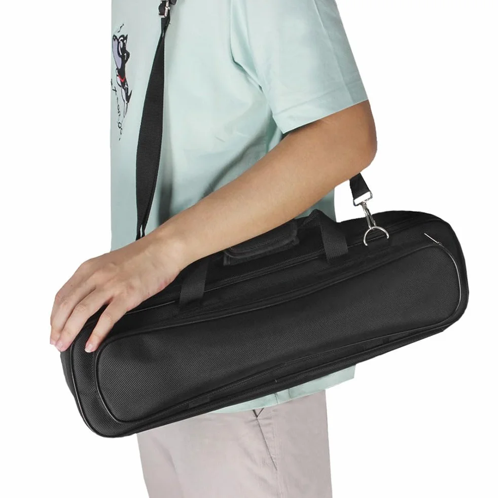Sac De Flûte Oxford Rembourré Épais Bandoulière Ajustable Portable pour Flûte Traversière 16 Trous Rangement Instrument