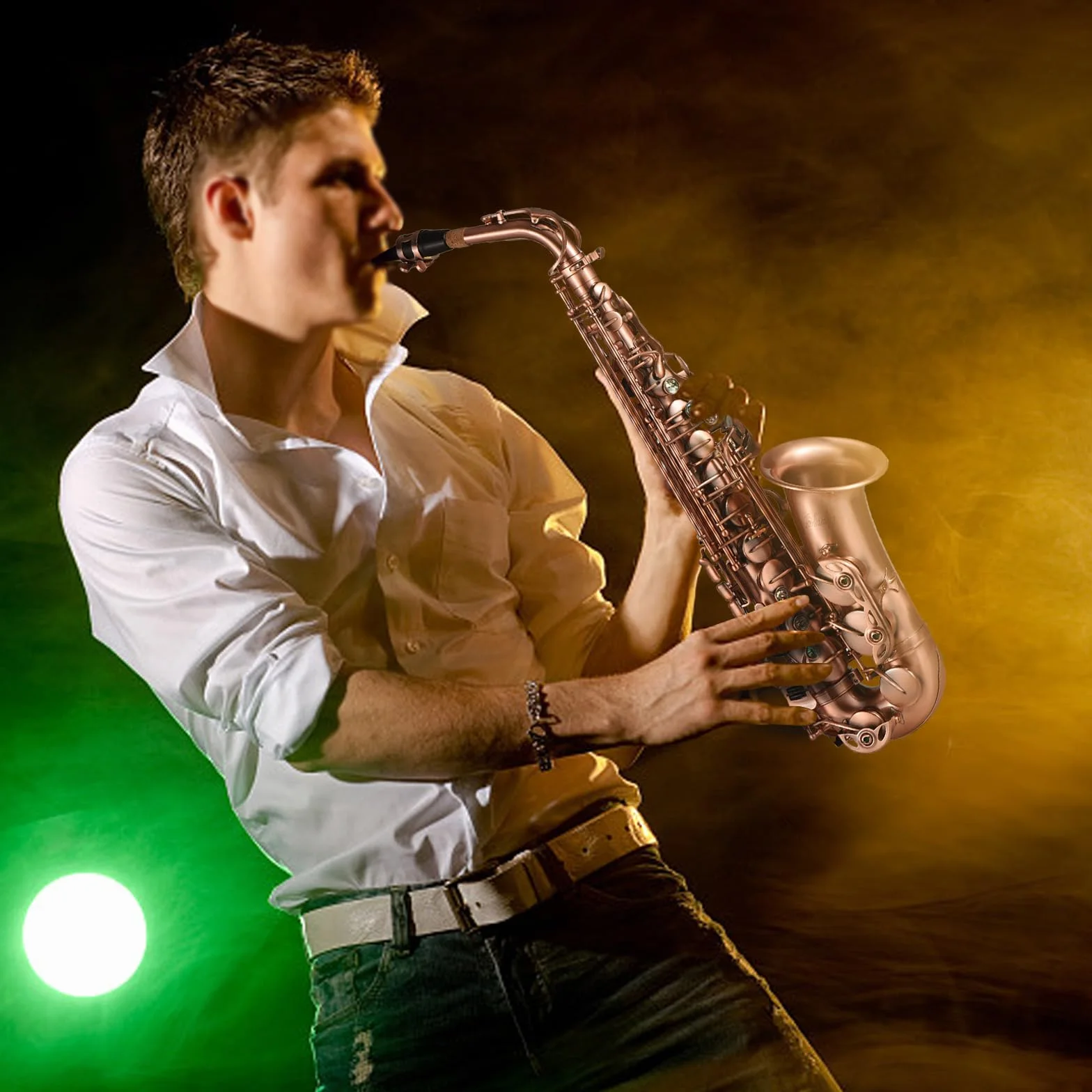 Saxophone alto E-Flat Red Bronze F# incrustations clés coquille d'ormeau coussinets cuir résistant eau étui gants chiffon nettoyage sangles brosse