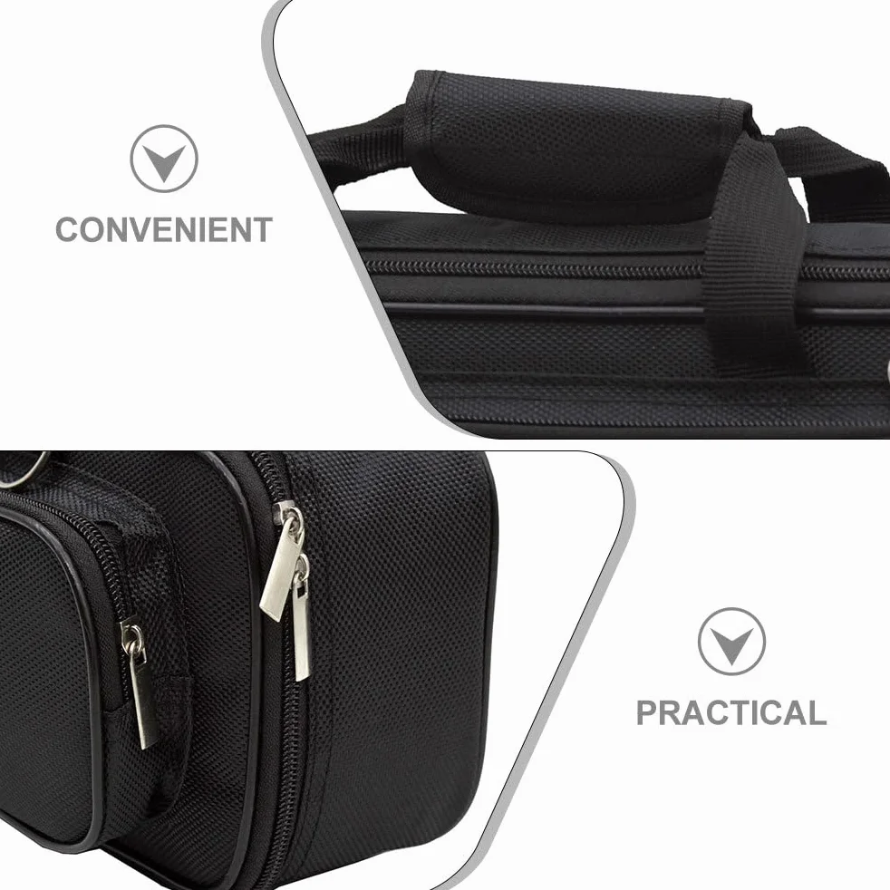 Sac De Flûte Oxford Rembourré Épais Bandoulière Ajustable Portable pour Flûte Traversière 16 Trous Rangement Instrument