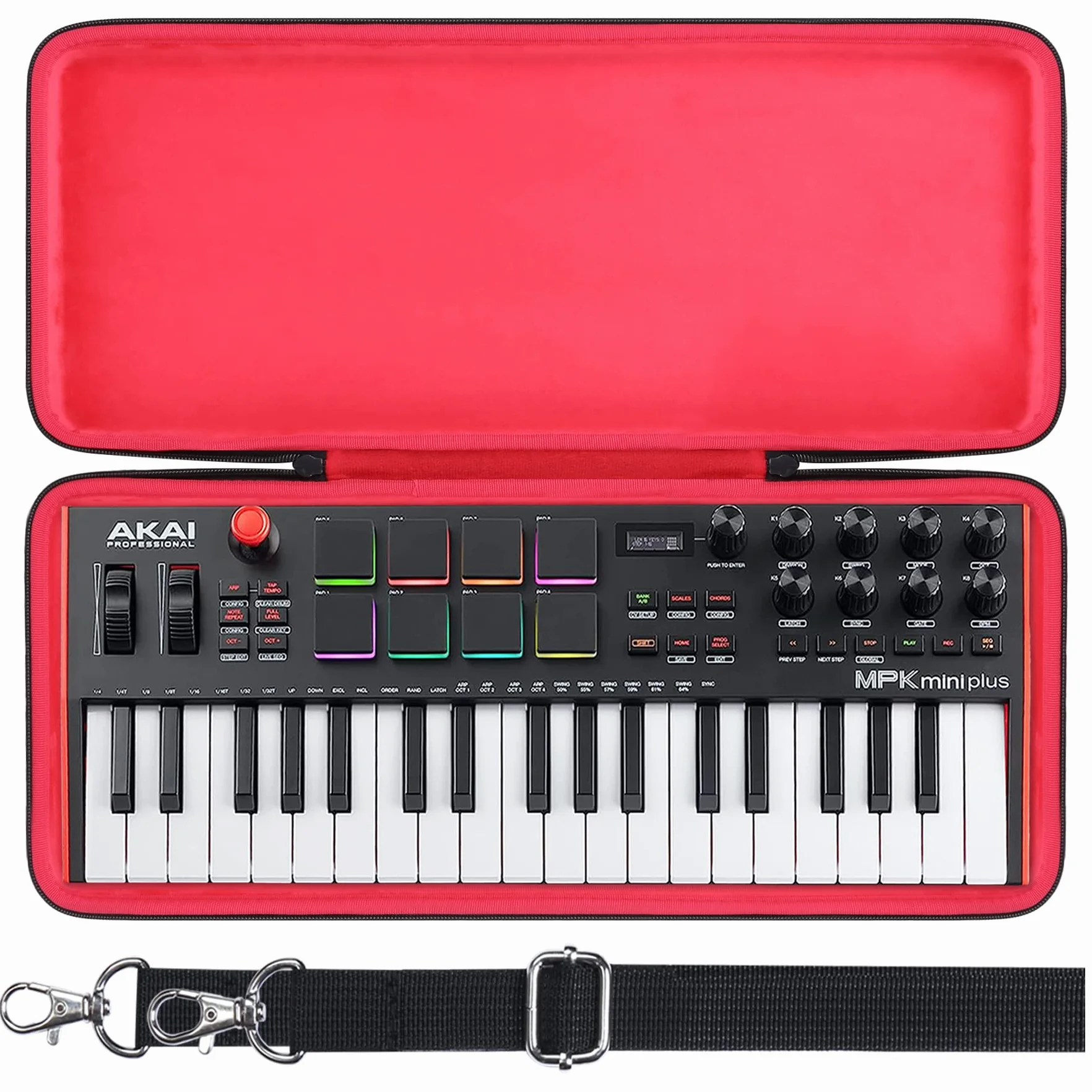 co2CREA Dur Étui de Voyage Rigide Housse Cas coque pour AKAI Professional MPK Mini Plus Clavier MIDI USB 37 touches