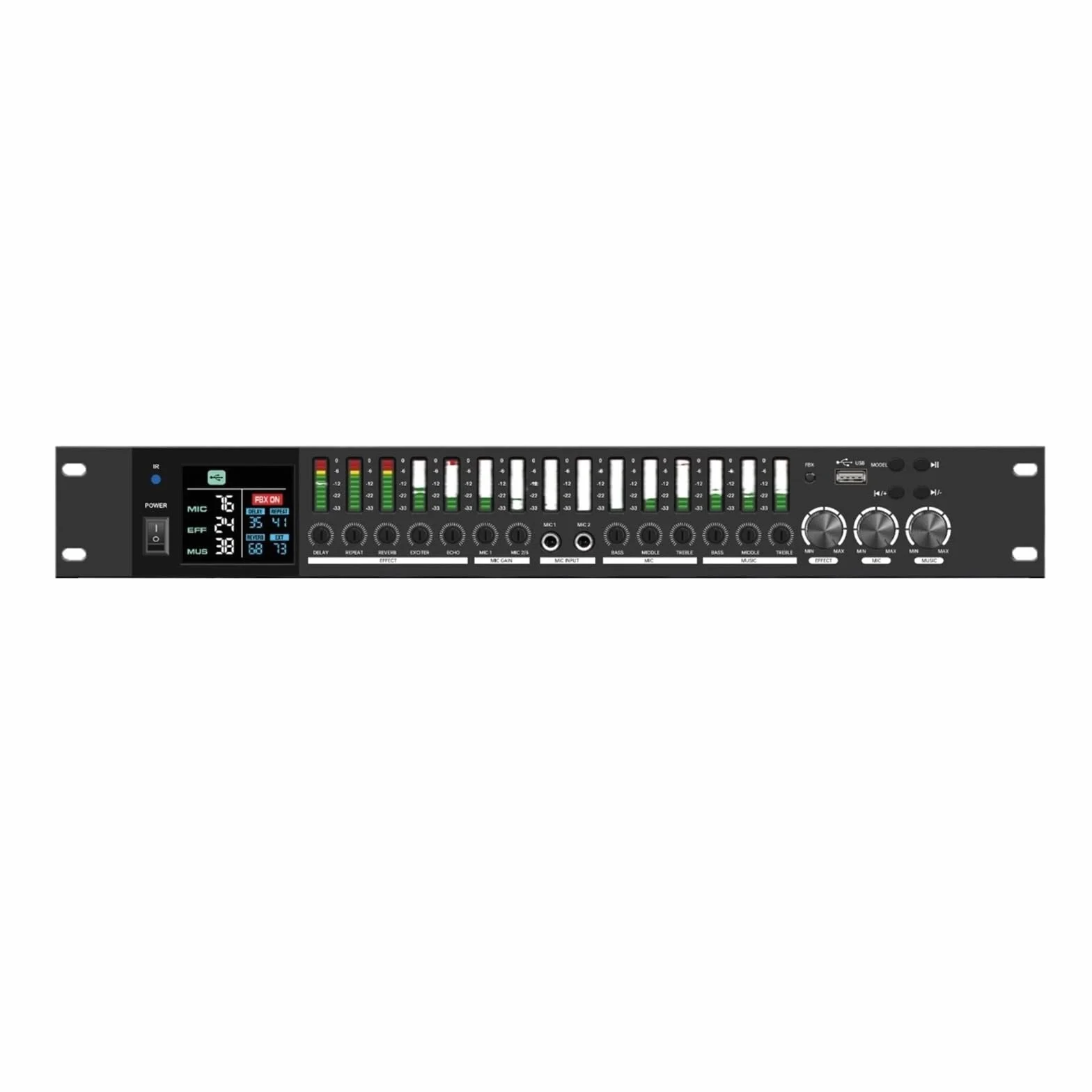 Processeur D'effets Audio KTV Professionnel DSP Bluetooth Anti-hurlement Pour Scène Karaoké (Noir)