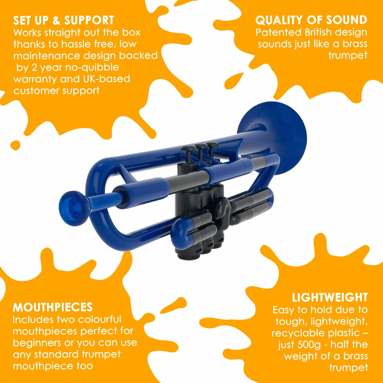 pTrumpet PTRUMPET1B Trompette en plastique Bleu