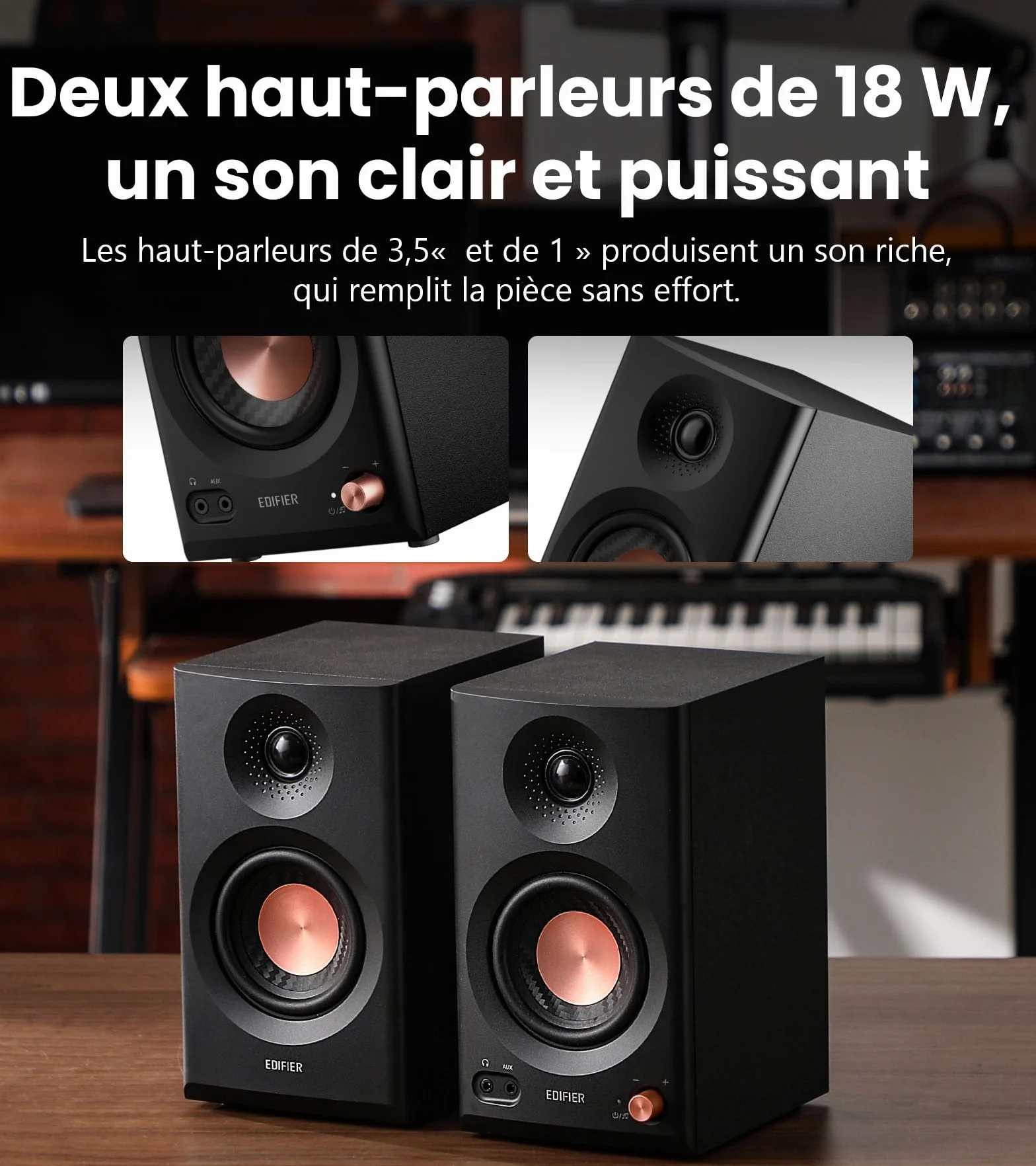 Edifier MR3 Haut Parleurs de Studio Compacts 2.0, Hi-Res Audio, Bluetooth V5.4, Noir