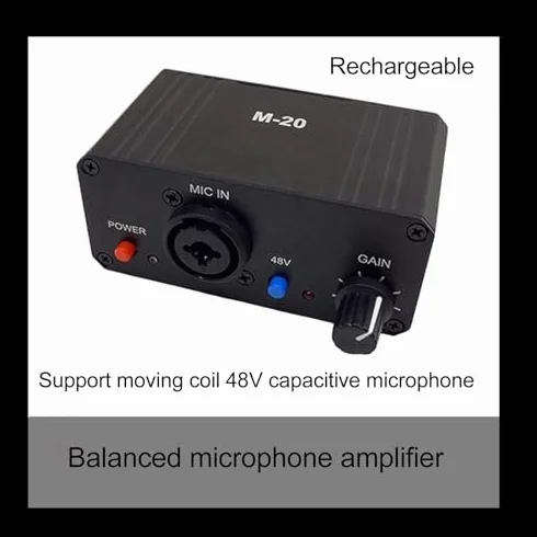 Préampli de Microphone 48 V avec Alimentation Fantôme, Sortie XLR pour Micro Dynamique et Condensateur