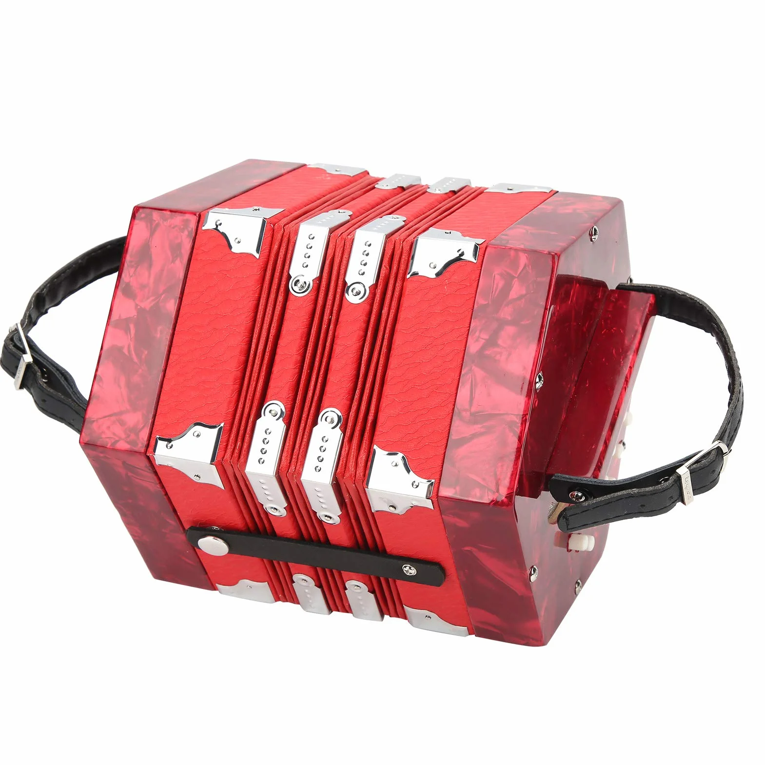 Accordéon Professionnel Portable avec Sangle Réglable, Sac, pour Enfants Adultes Débutants (Rouge)