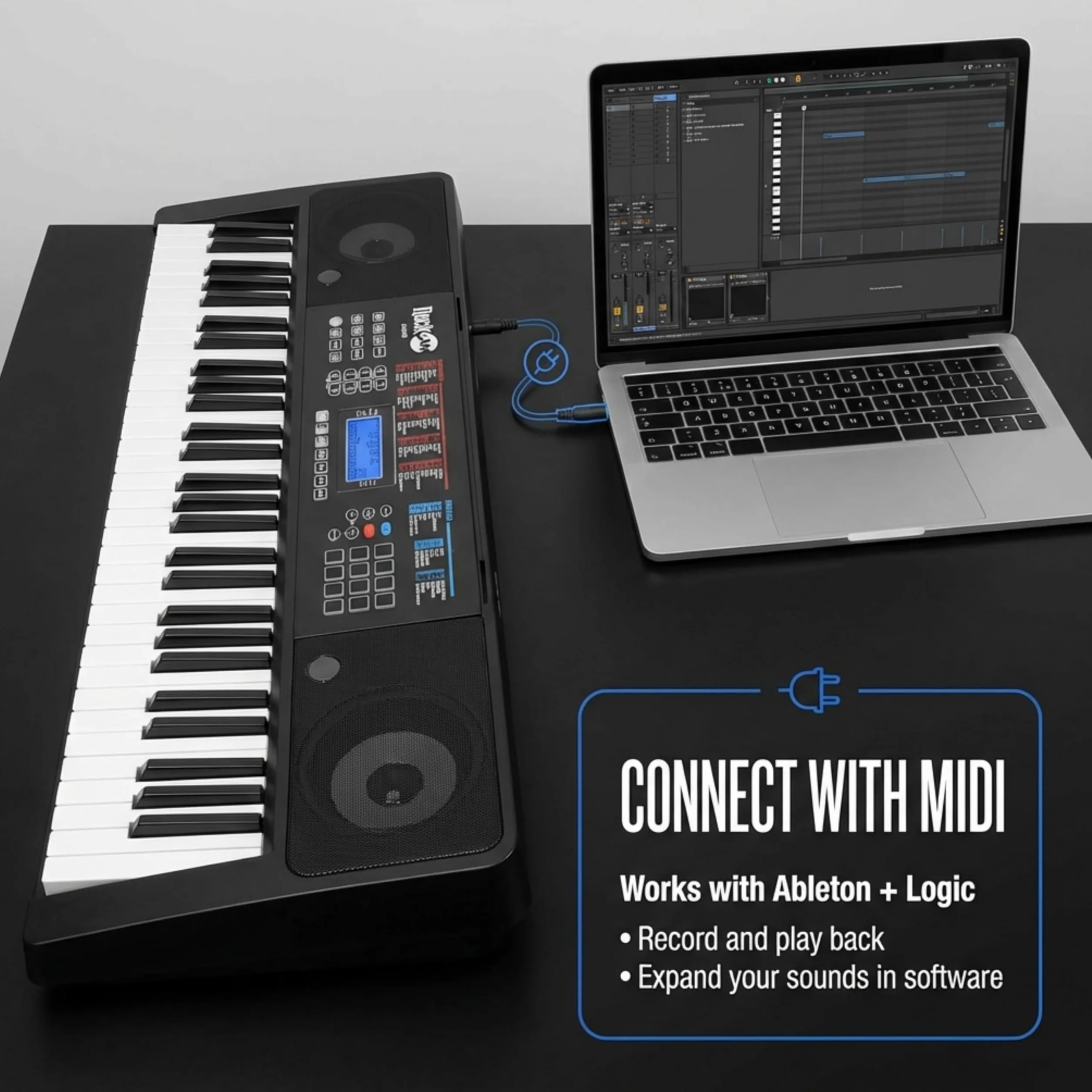 RockJam 61-touch Piano à clavier Kit avec banc, tabouret, pédale de sustain, casque et cours