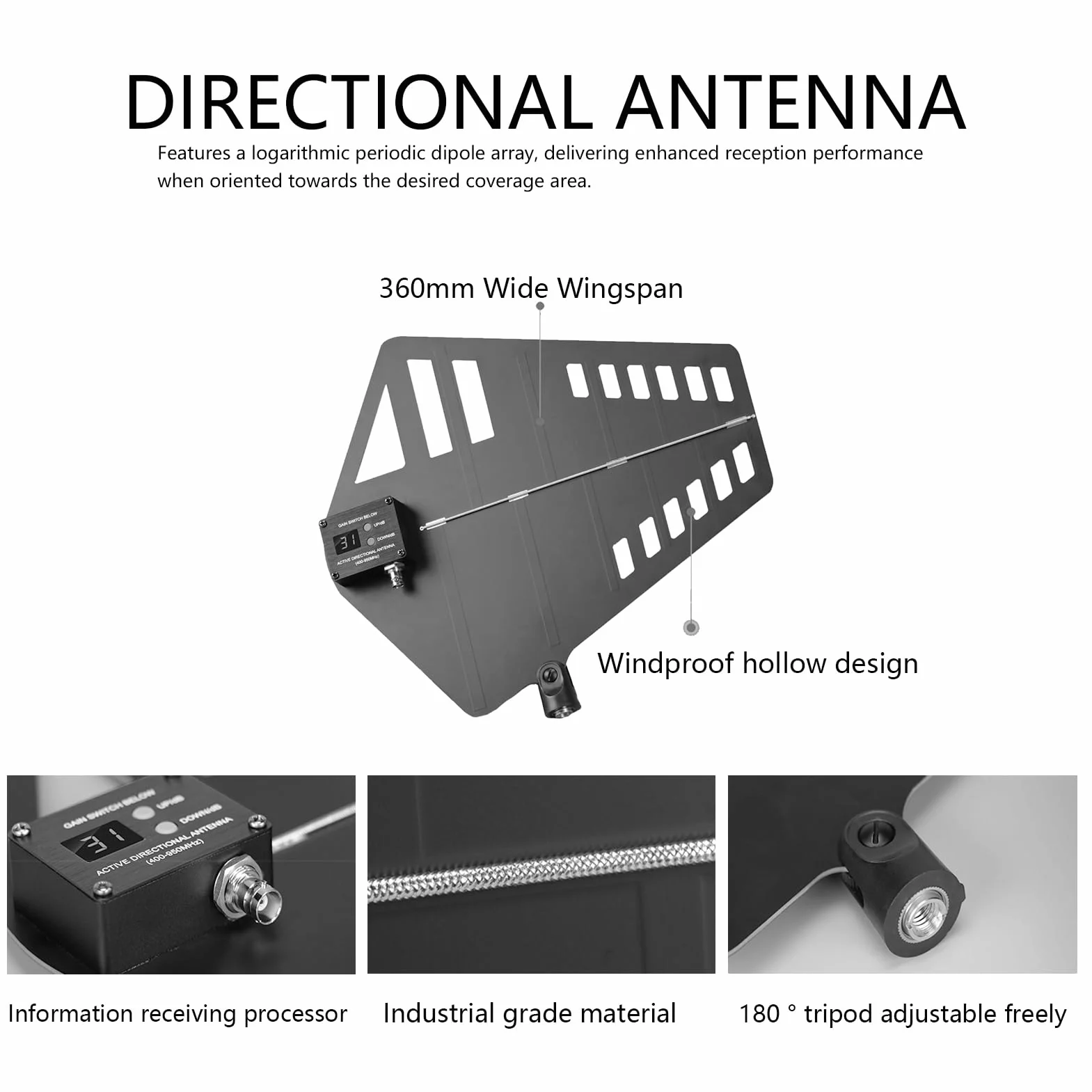 Amplificateur de signal microphone sans fil UHF avec distribution d'antenne 400-950 MHz gain réglable