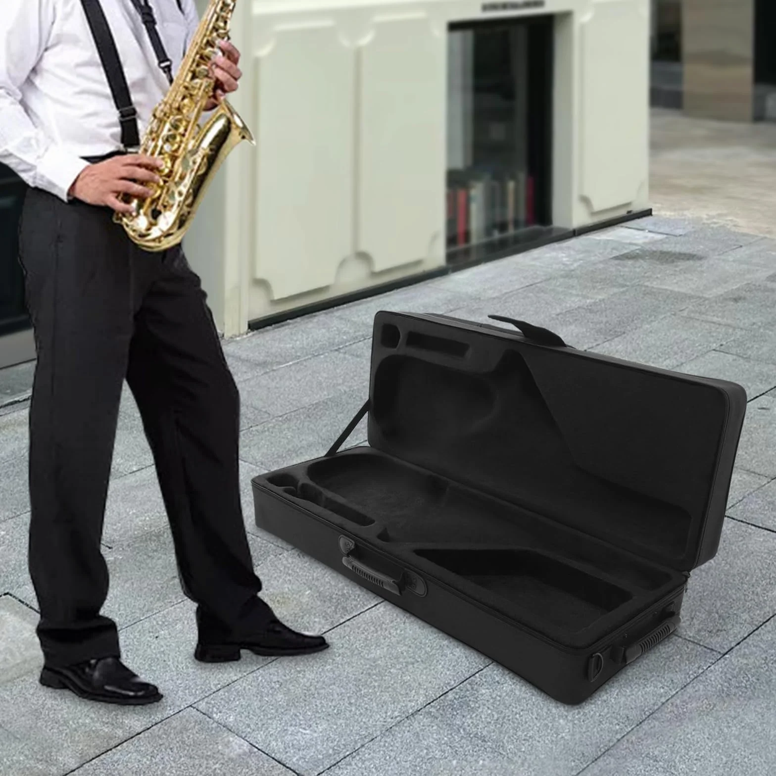 Étui Saxophone Ténor Toile Nylon Housse Transport Mousse Antichoc 31×21×82 cm