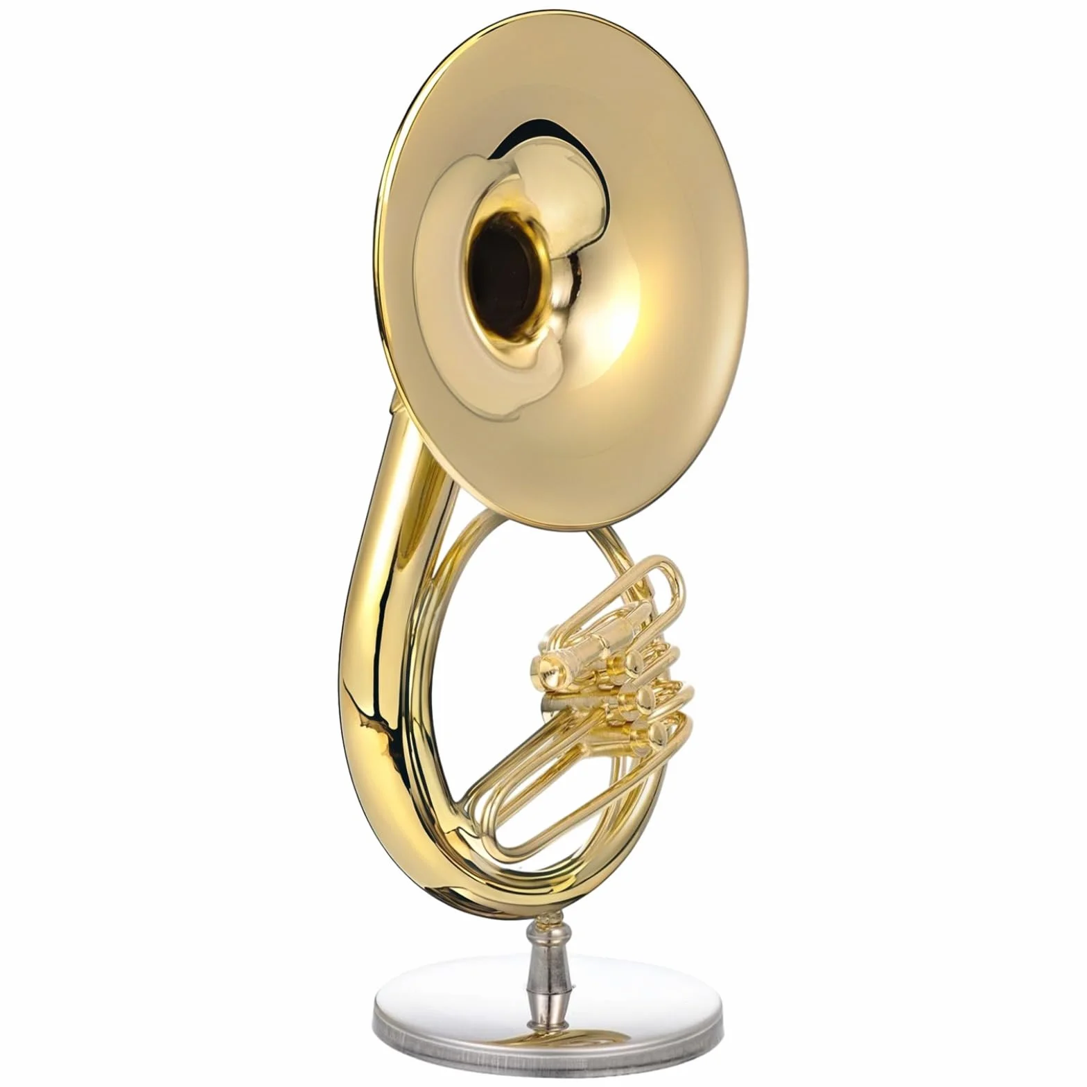 Sousaphone miniature en laiton doré avec support
