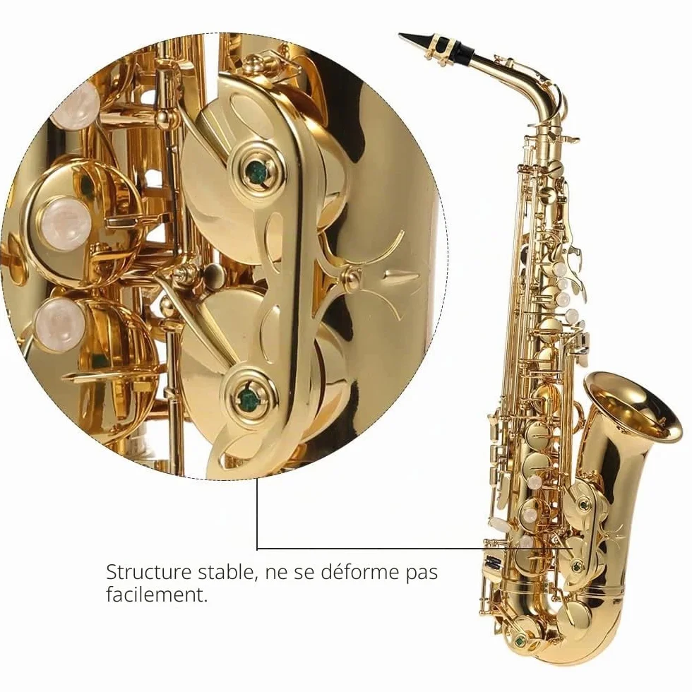 Saxophone Mi Bémol 802 touches laiton doré cuir motif gravé avec étui