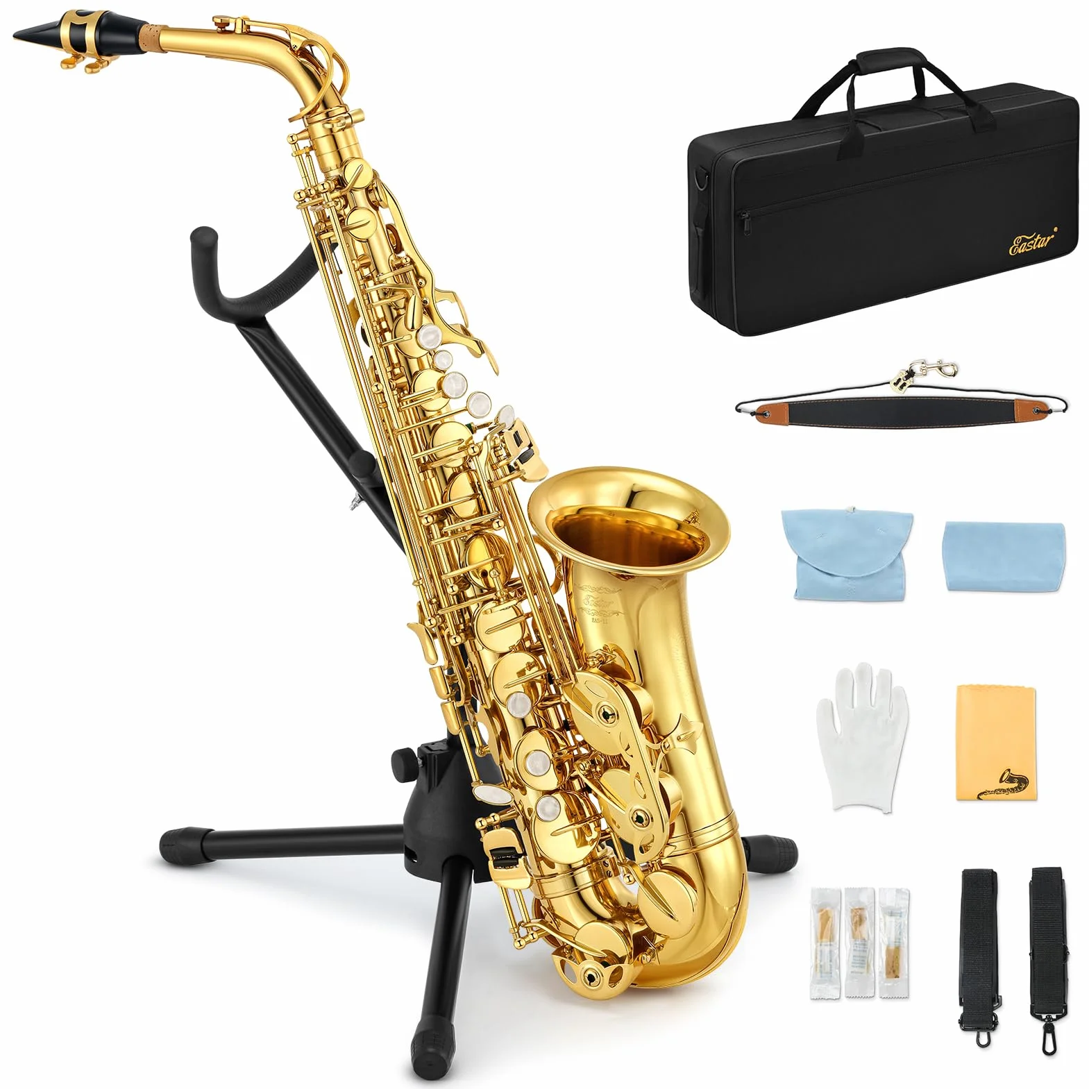 Eastar AS-Ⅱ Saxophone Alto E Plat Laqué Kit Complet avec Étui