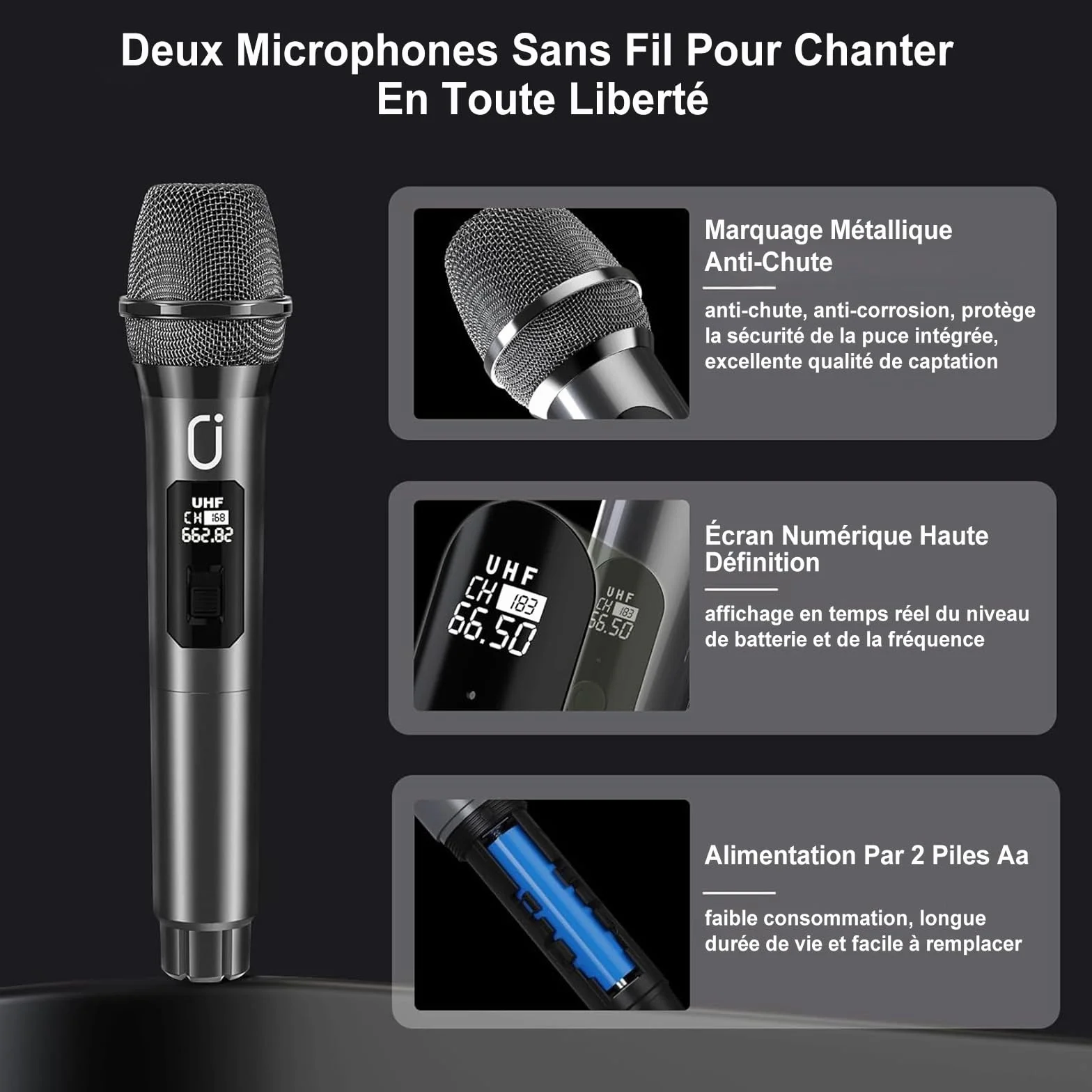 Karaoke Adulte Bluetooth 5.3 avec 2 Microphones, 80W Enceinte Portable LED