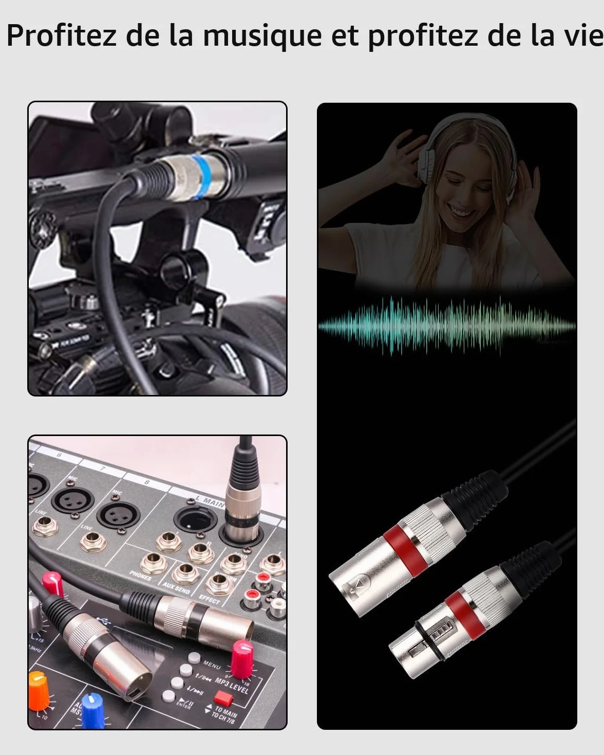 Câble XLR DMX 5M 3 Broches Mâle Femelle Connecteur Audio 3 Pins Xespis