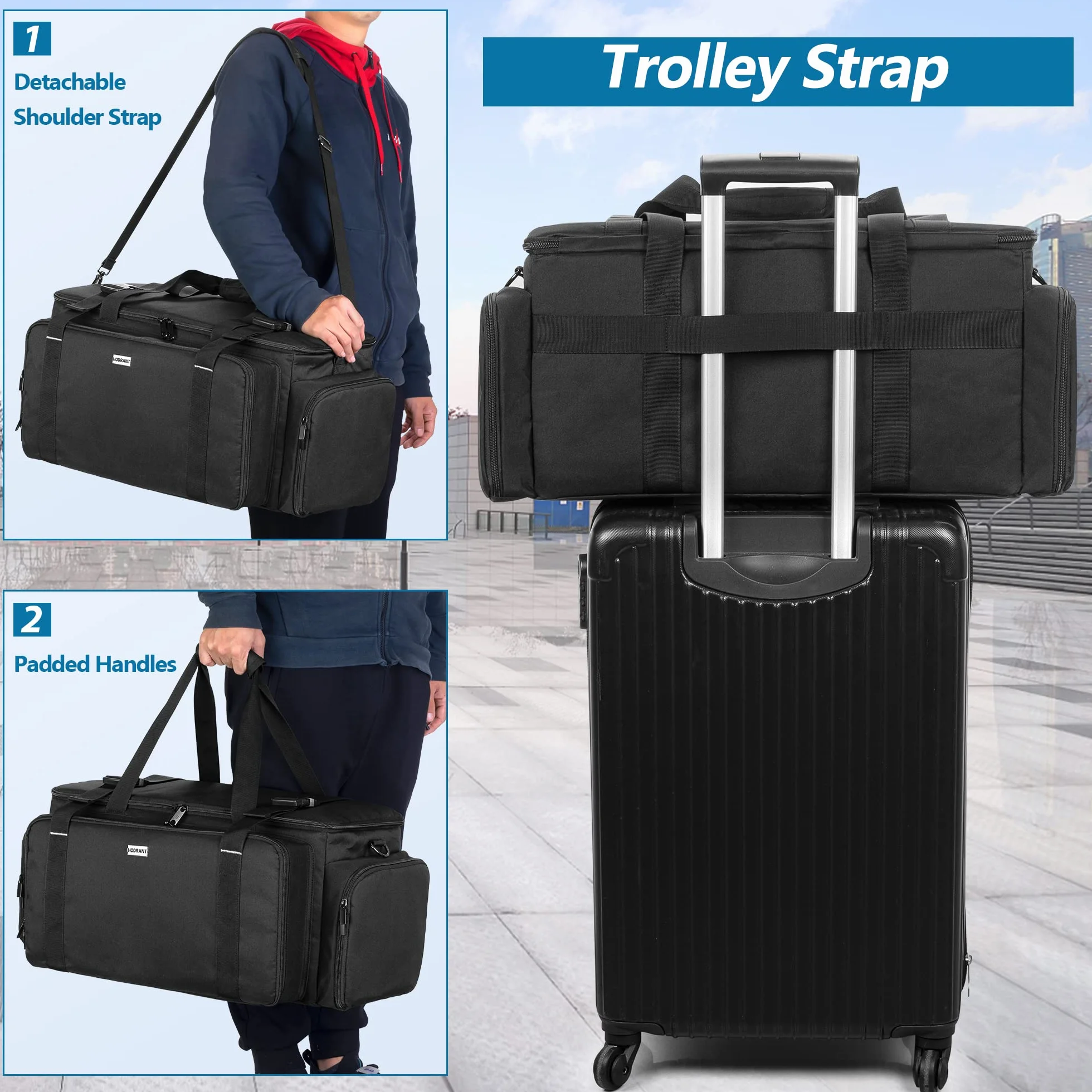 HODRANT Sac de Câble DJ Gig, Grand étui pour Câble DJ avec Fond Rembourré, Organisateur de Voyage pour Microphones et Instruments