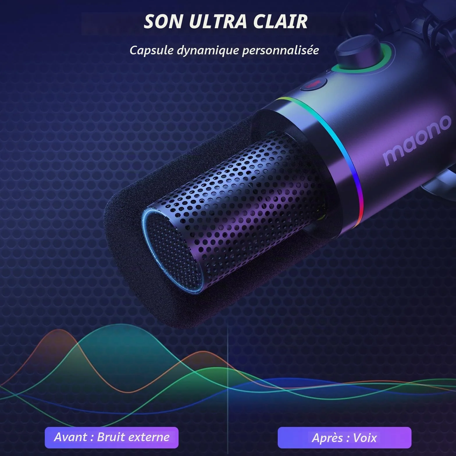 MAONO PD200XS Micro Kit XLR-USB Dynamique pour Streaming Gaming Podcast Enregistrement Noir
