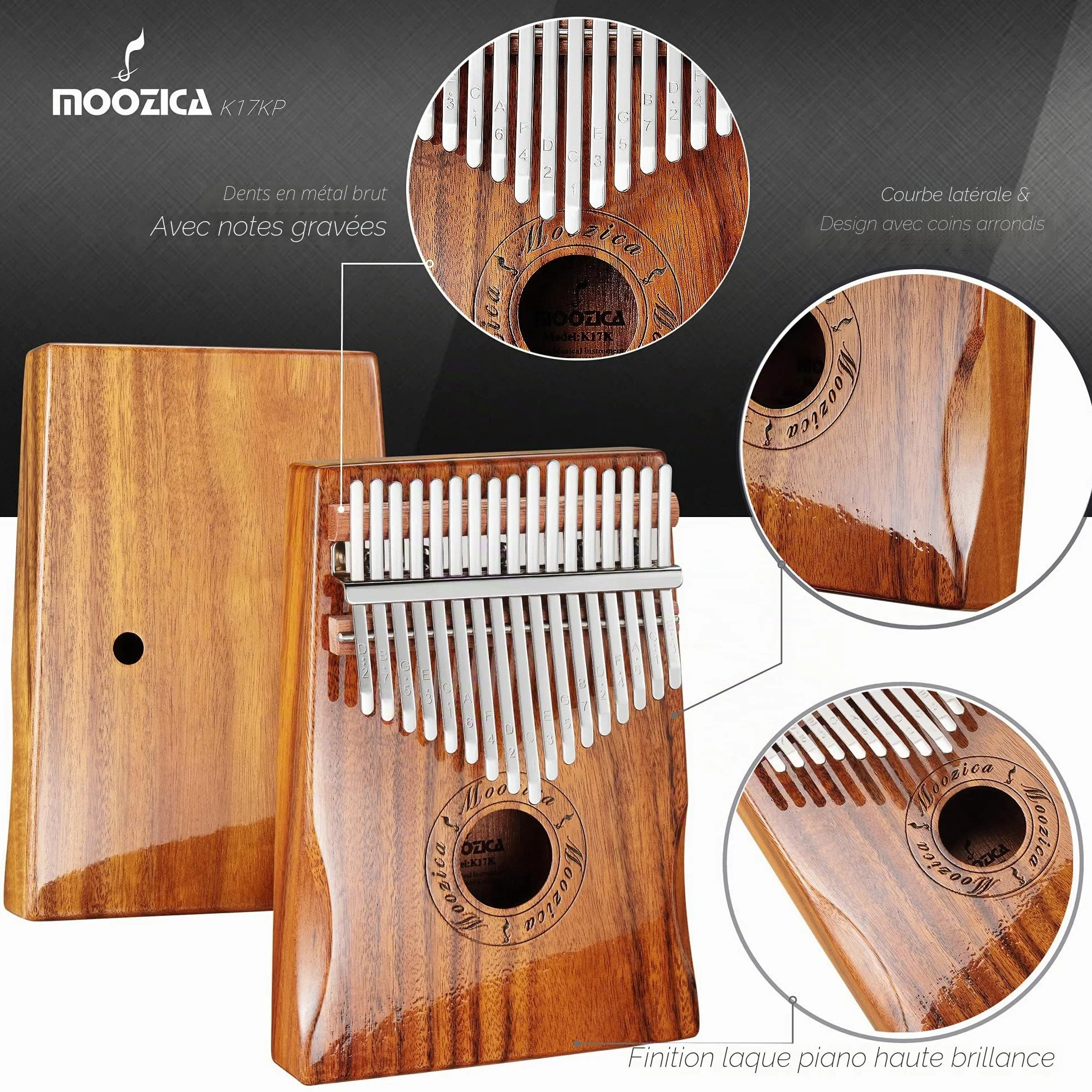 Kalimba 17 touches Moozica K17K Professionnel Instrument de Musique