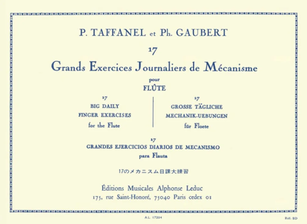Paul Taffanel & Philippe Gaubert 17 Grands Exercices Journaliers de Mécanisme - Flûte Traversière