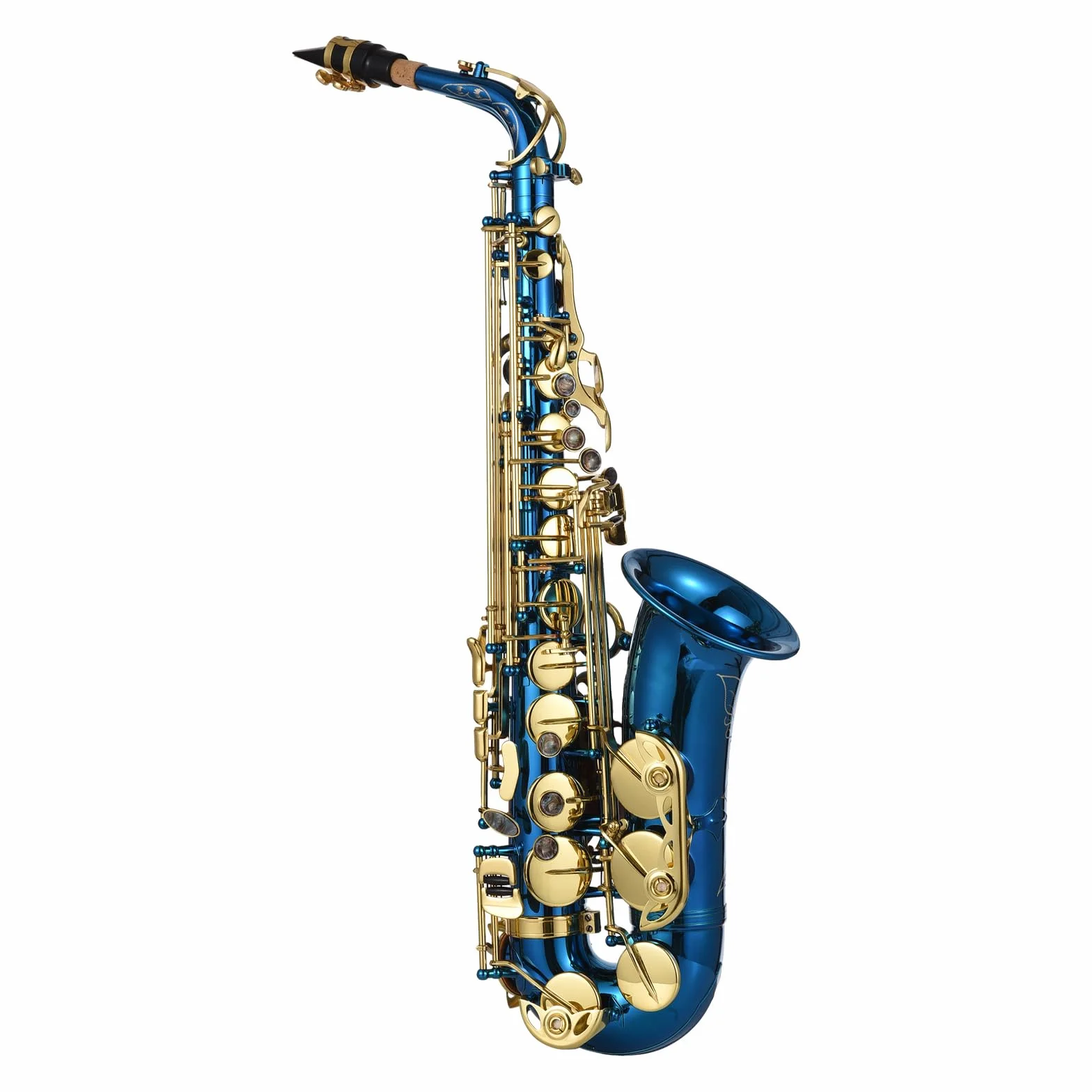 Saxophone en laiton gravé Eb E-Flat Altsaxophone Coquillage Abalone Touches Instrument à vent avec étui
