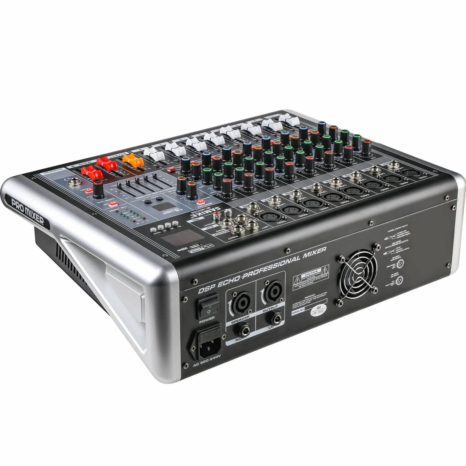 Table de Mixage Audio Professionnelle 8 Canaux 2 x 300W 48V Alimentation Fantôme Bluetooth MP3