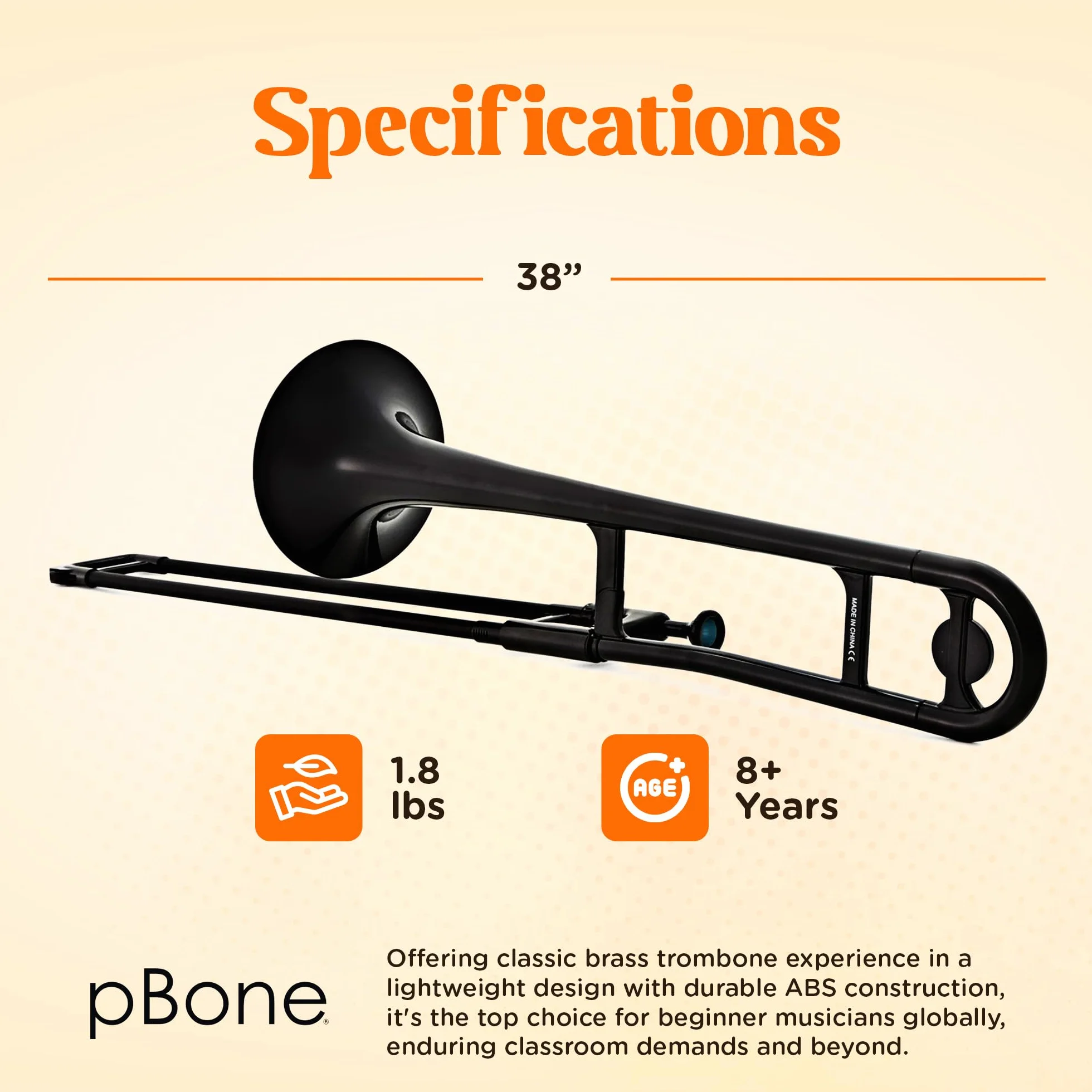 pBone Trombone Noir avec Embouchure et Housse 700645