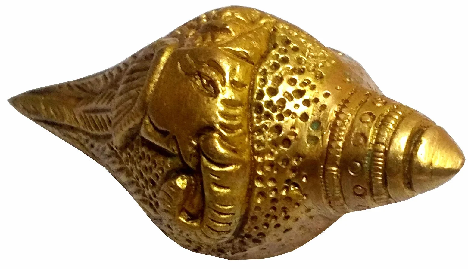 Purpledip Small Brass Ganesha Shankha Holy Conch Idol