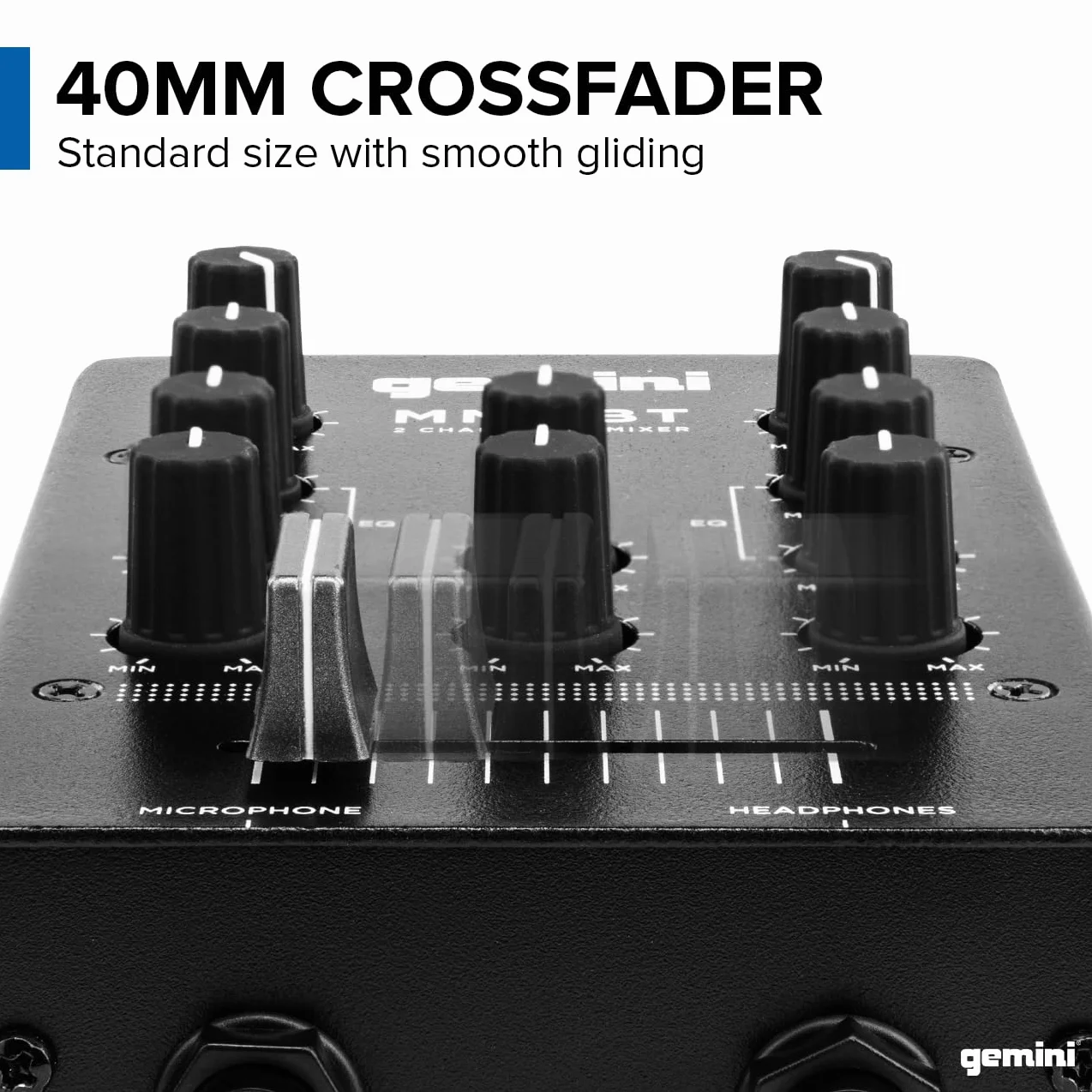 Gemini Sound MM1BT Bluetooth DJ Podcast Mixer avec CrossFader et Contrôle de Gain