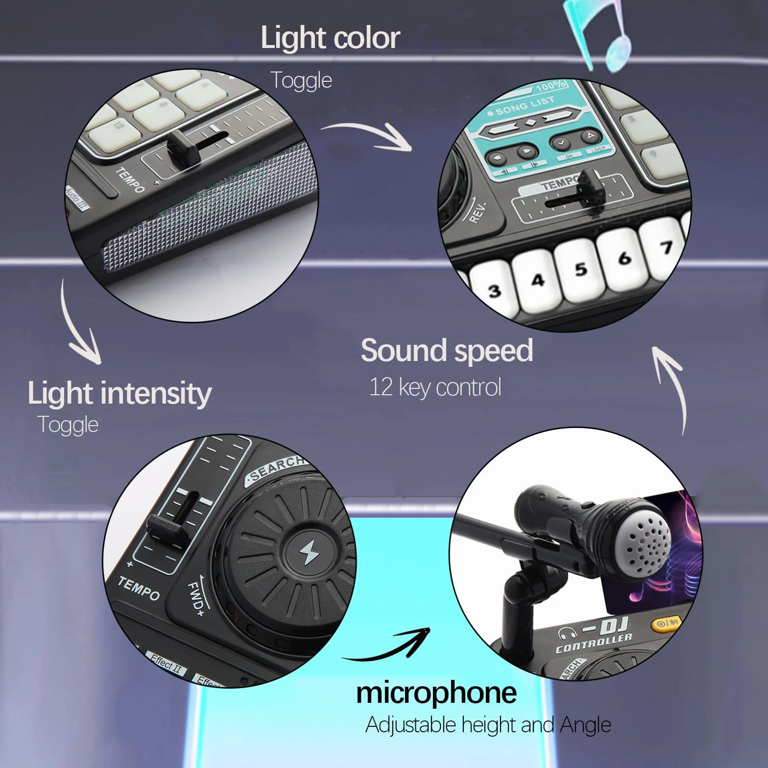 Le mixeur DJ et le lecteur de disques pour enfants avec microphone Bluetooth