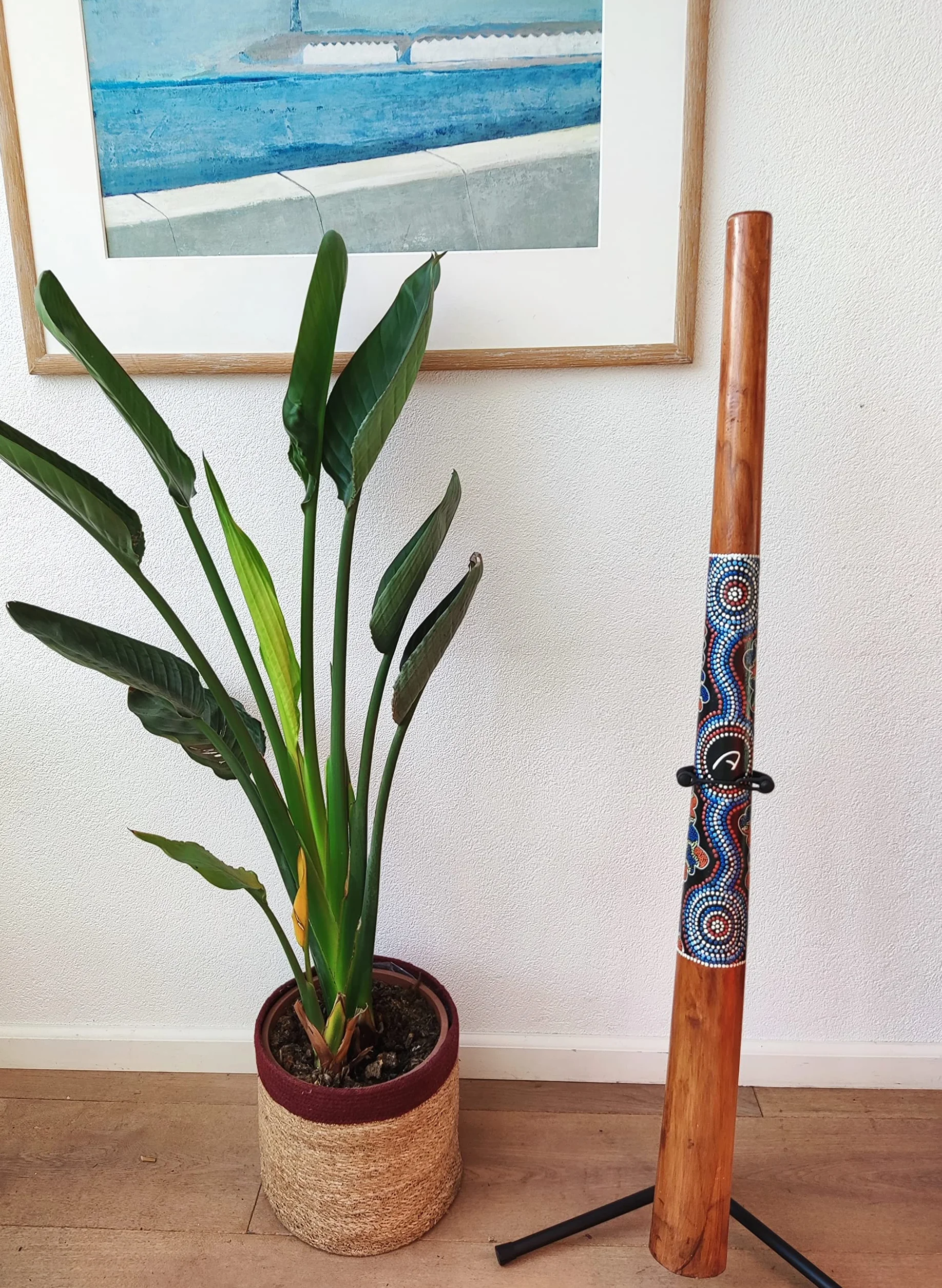 Didgeridoo en bois 130cm avec sac, boomerang 40cm, bâton de pluie 20cm - Paquet Dreamtime
