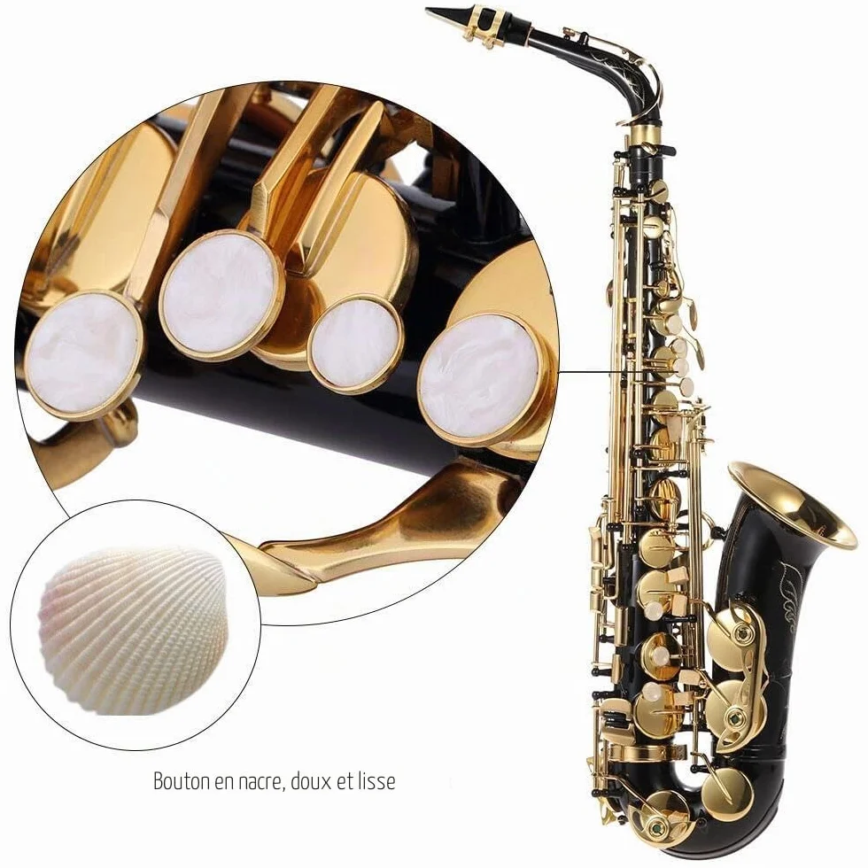 Saxophone Alto en laiton laqué doré, clé 82Z, avec accessoires