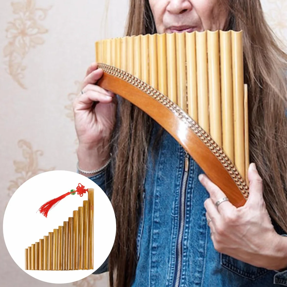 Gorise Flûte de Pan 15 tuyaux bambou naturel sol majeur débutant