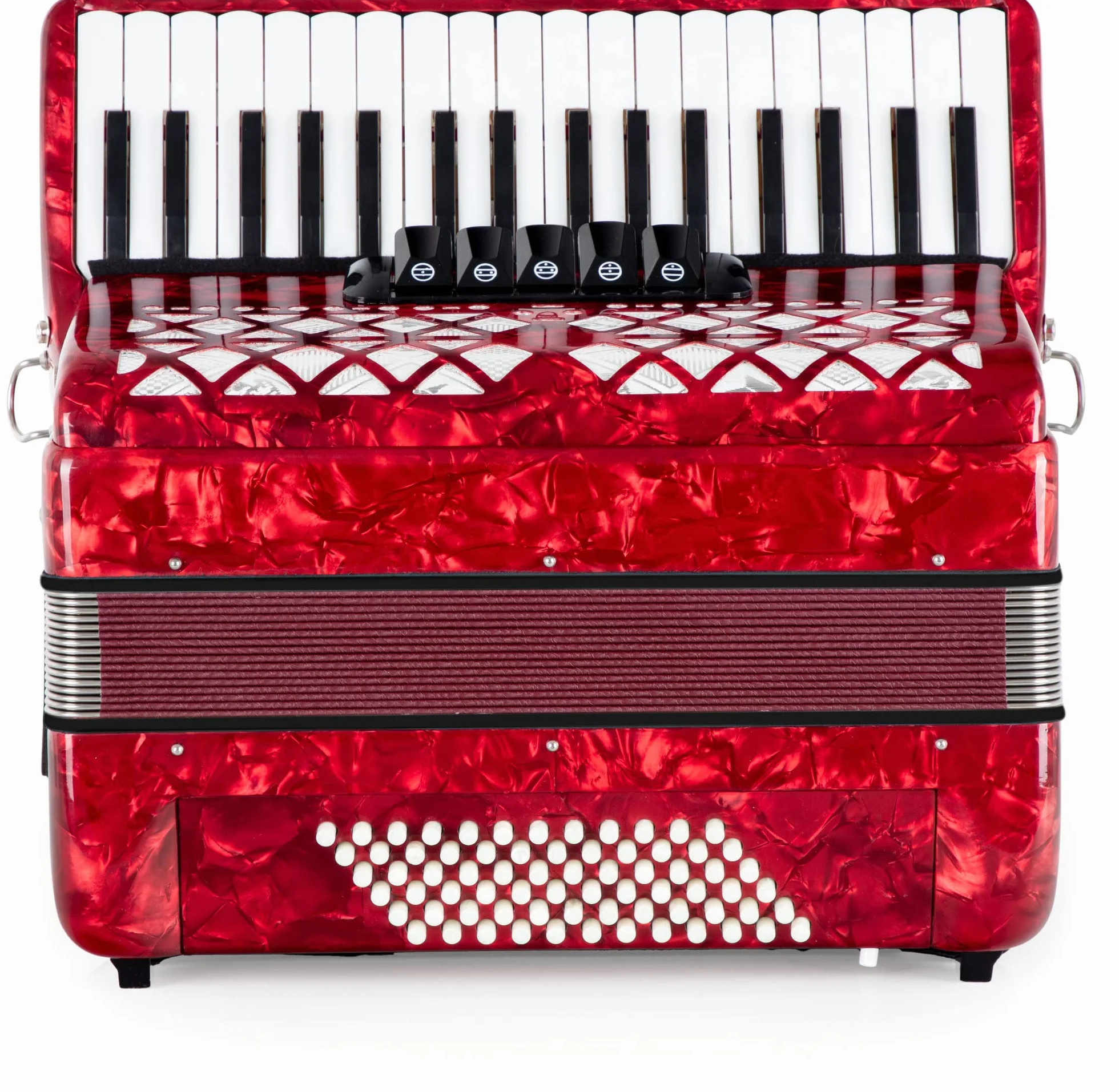 Accordéon Classic Cantabile 72 Basses Secondo V 3 voix 34 touches aiguës Rouge avec sangles et housse