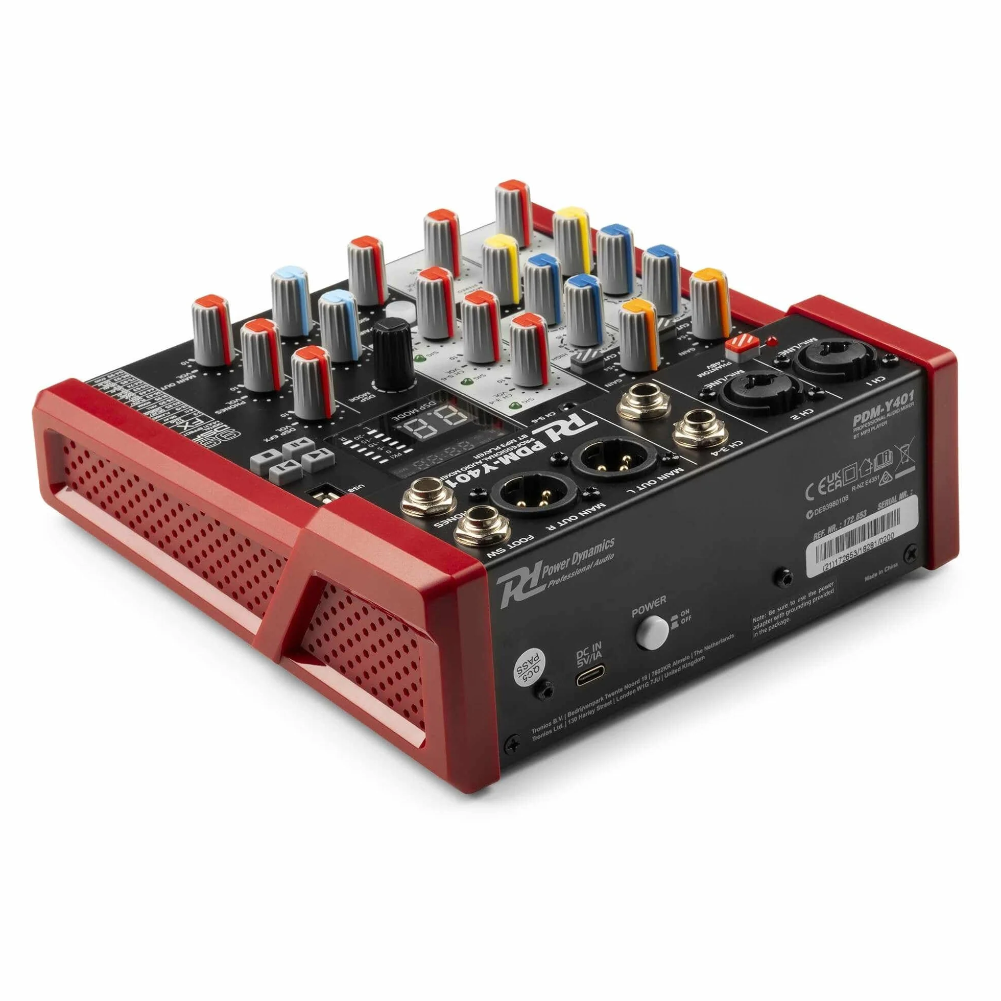 Power Dynamics PDM-Y401 Console de Mixage 4 Canaux Bluetooth 48V USB MP3 DJ Studio