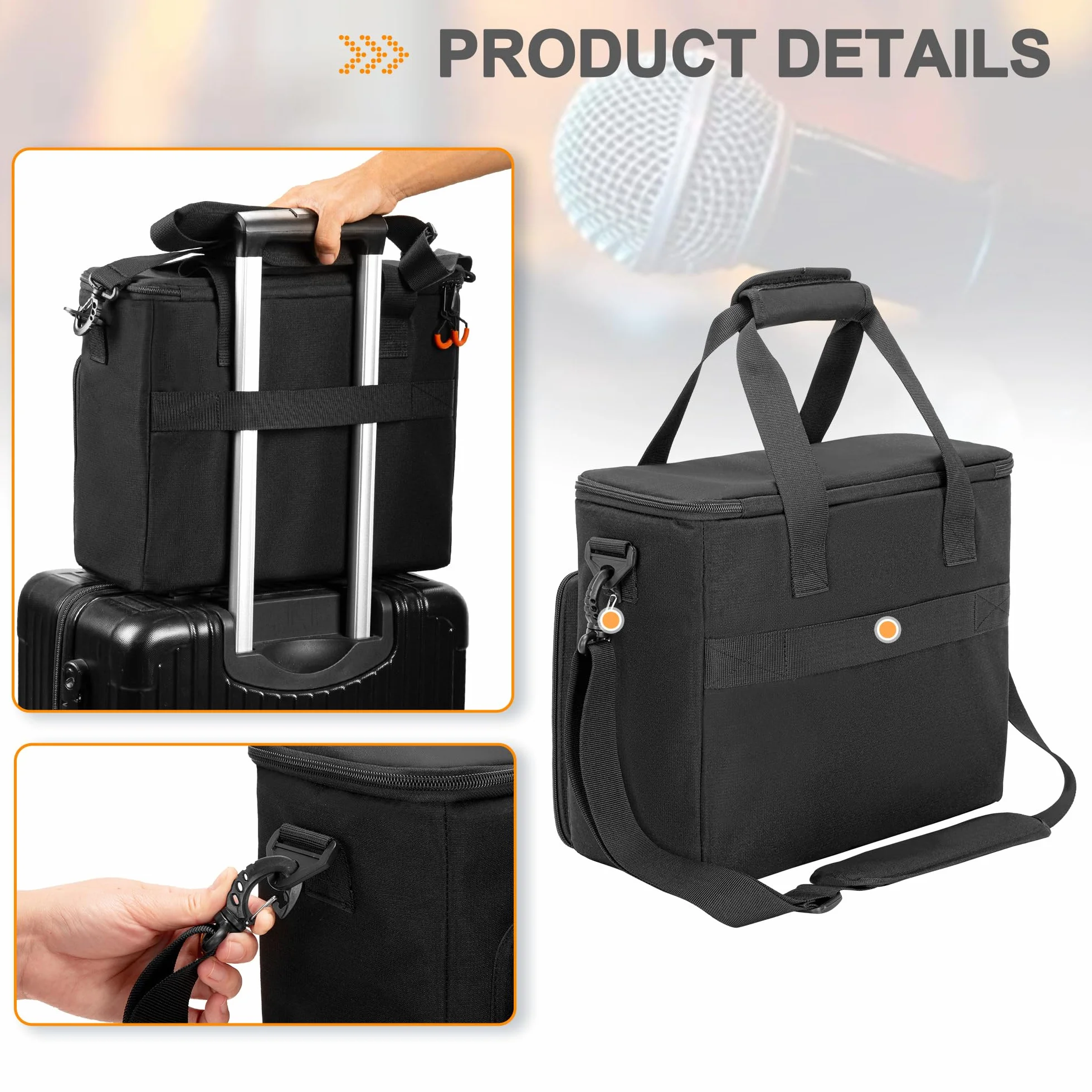 PGmoon Étui de Transport pour Microphone sans Fil 6 Emplacements, Sac Rembourré pour Chant Karaoké