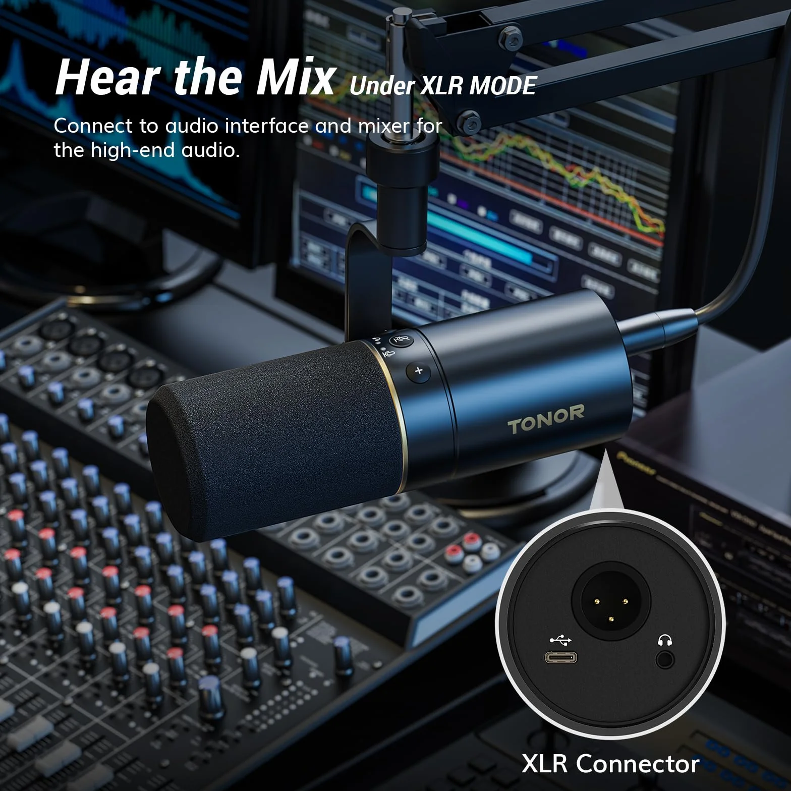 TONOR TD510+ Microphone Cardioïde Dynamique USB/XLR Studio avec Bras de Support pour Podcasting Gaming Streaming