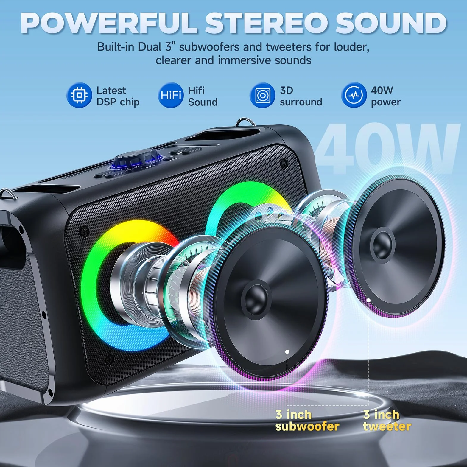 JYX Machine Karaoke Adultes avec 2 Microphones sans Fil Bluetooth 5.3 Portable avec Roues et Lumières Disco