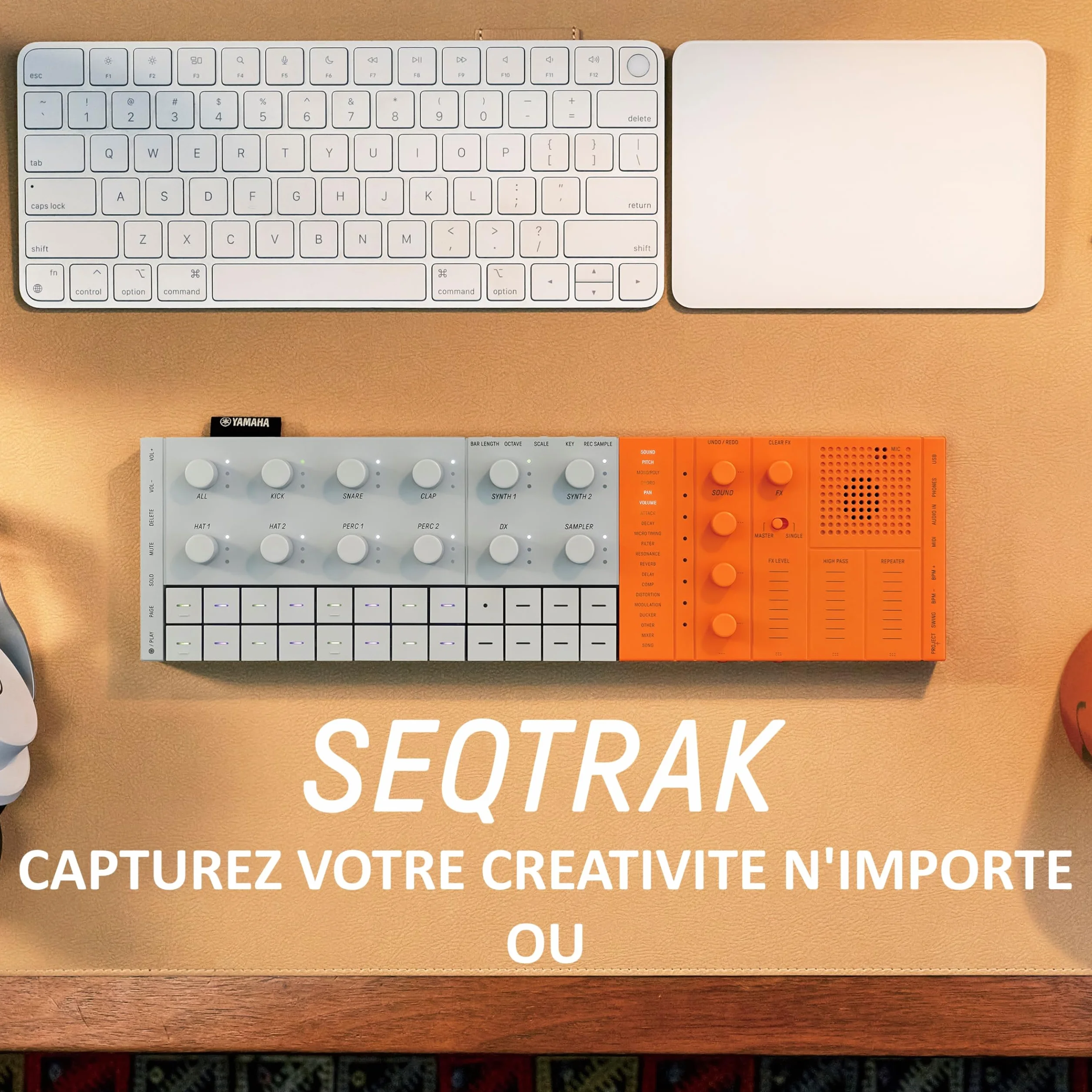 Yamaha SEQTRAK Groovebox nomade Studio de Production tout en un AWM2 FM lecteur enregistreur échantillons haut parleur batterie Orange