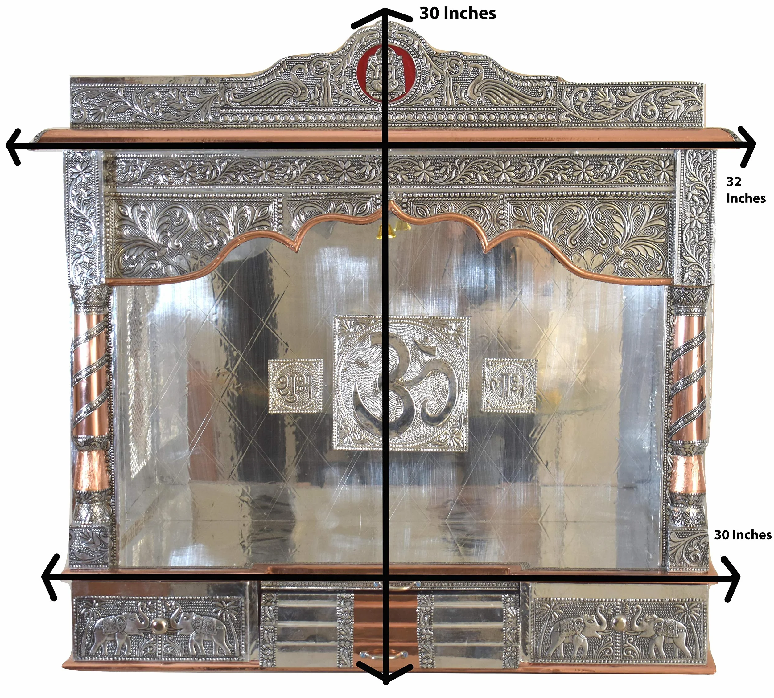 Bentleys Pooja Mandira Temple Hindou 81,3 cm Bois Argent