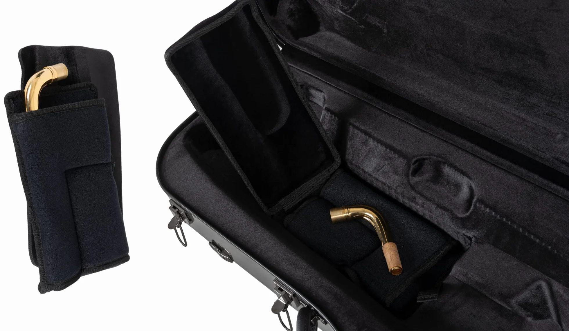 Étui Trolley Rigide Lechgold pour Saxophone Baryton - Protection Thermoformée - Harnais Sac à Dos Look Carbone