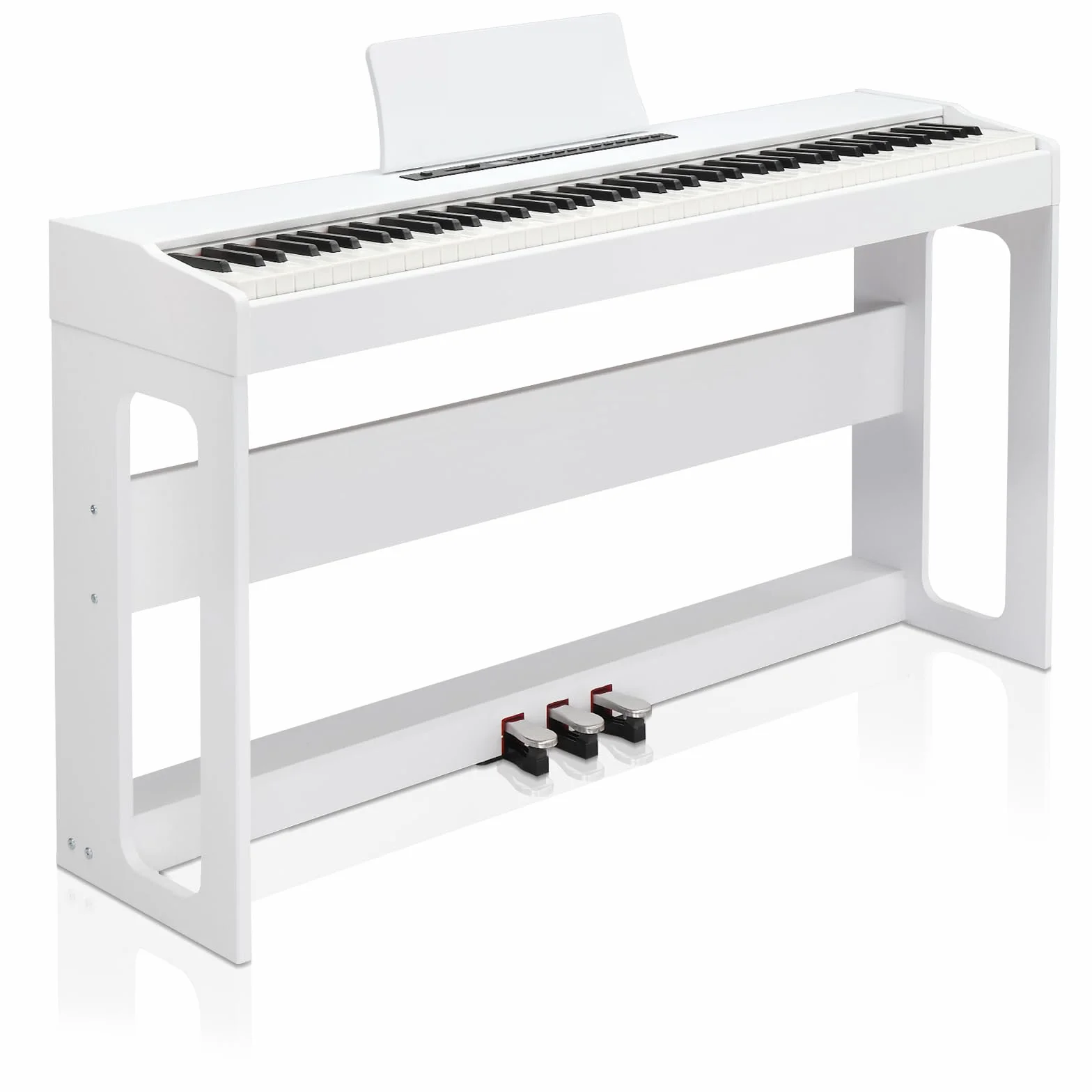 LEADZM Piano Numérique 88 Touches Lesté, Clavier Électrique avec MIDI-USB Bluetooth, 128 Sonorités, 3 Pédales (Blanc)