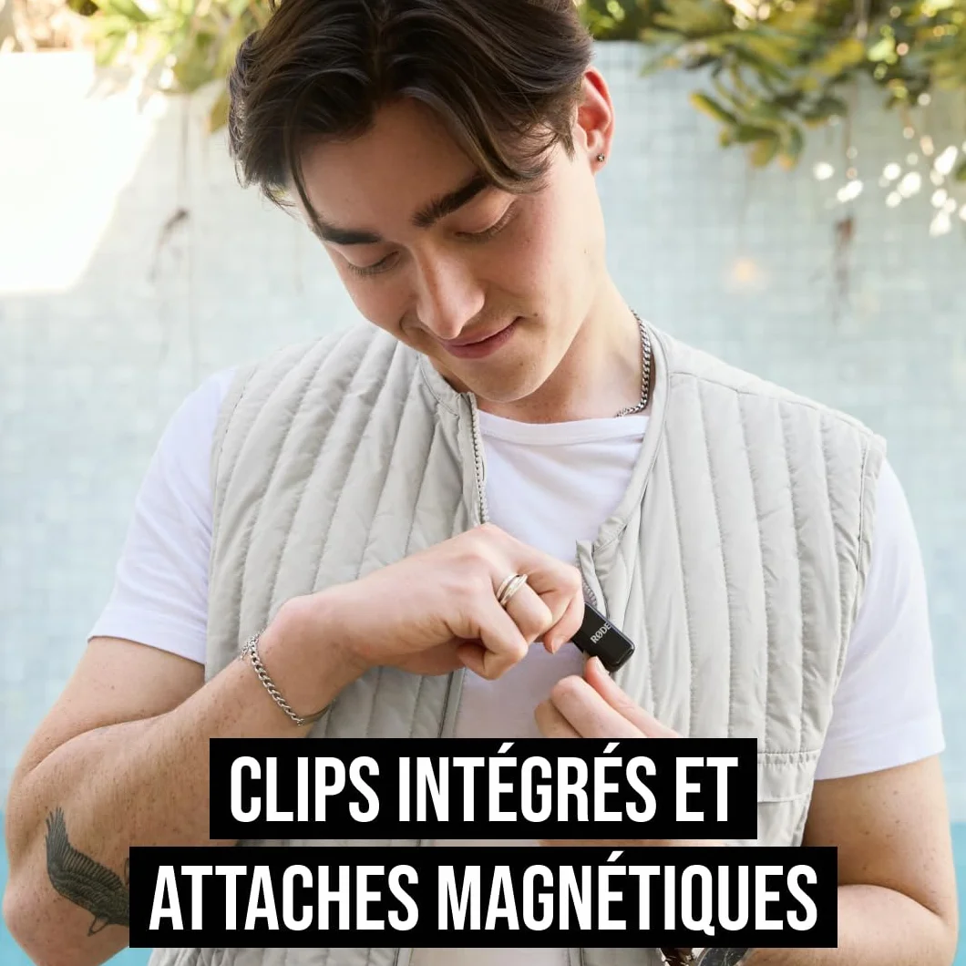 RØDE Wireless Micro, Microphone sans Fil Compact, Deux micros avec boîtier de Charge pour Smartphone, Lightning, Noir