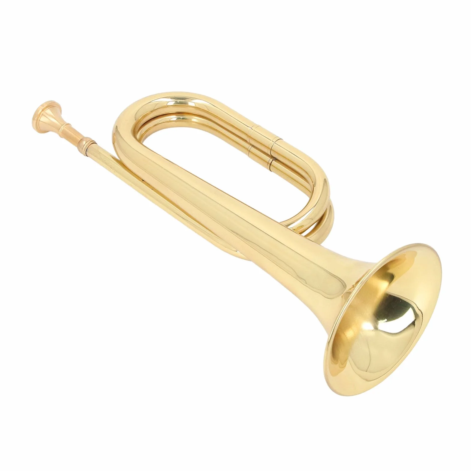 Trompette à clé C Bugle de Cavalerie en Laiton Doré Instrument Militaire