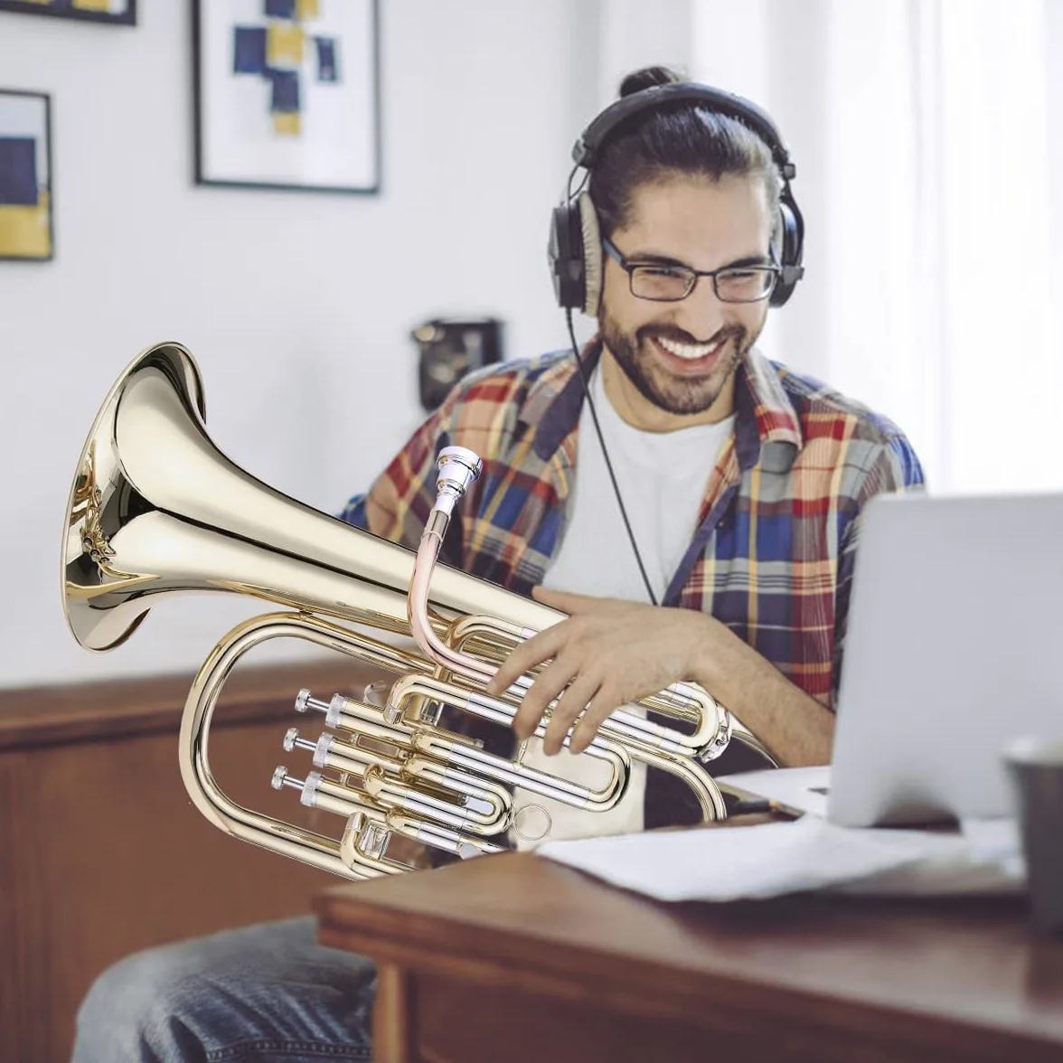 Barytonhorn Bb Brass Style Piston Goldlac-k Surface Instrument à vent avec gants, chiffon de nettoyage
